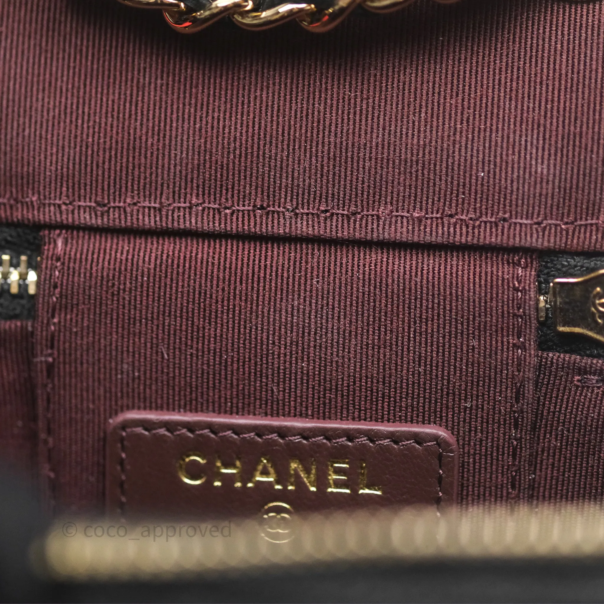 Chanel Mini Vanity With Chain Black Caviar Gold Hardware