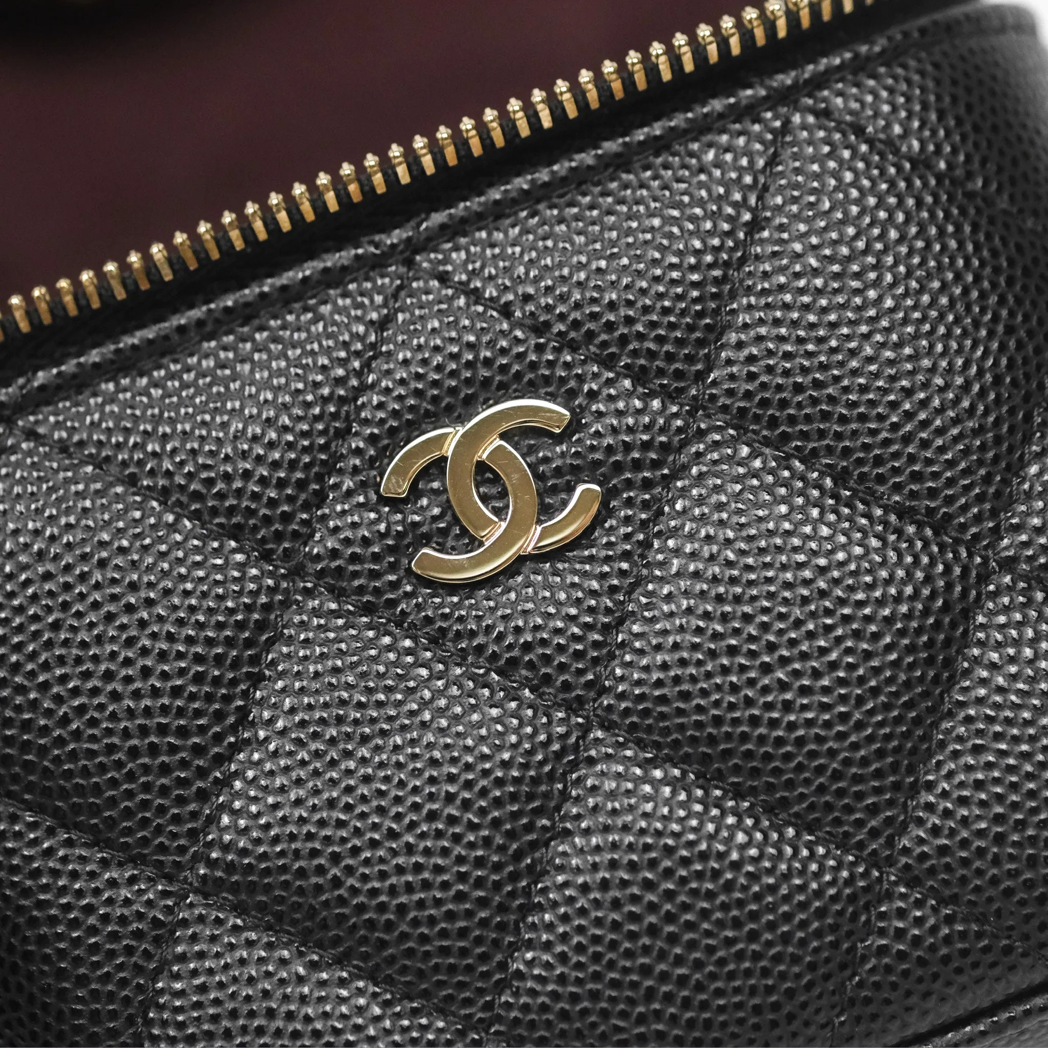 Chanel Mini Vanity With Chain Black Caviar Gold Hardware