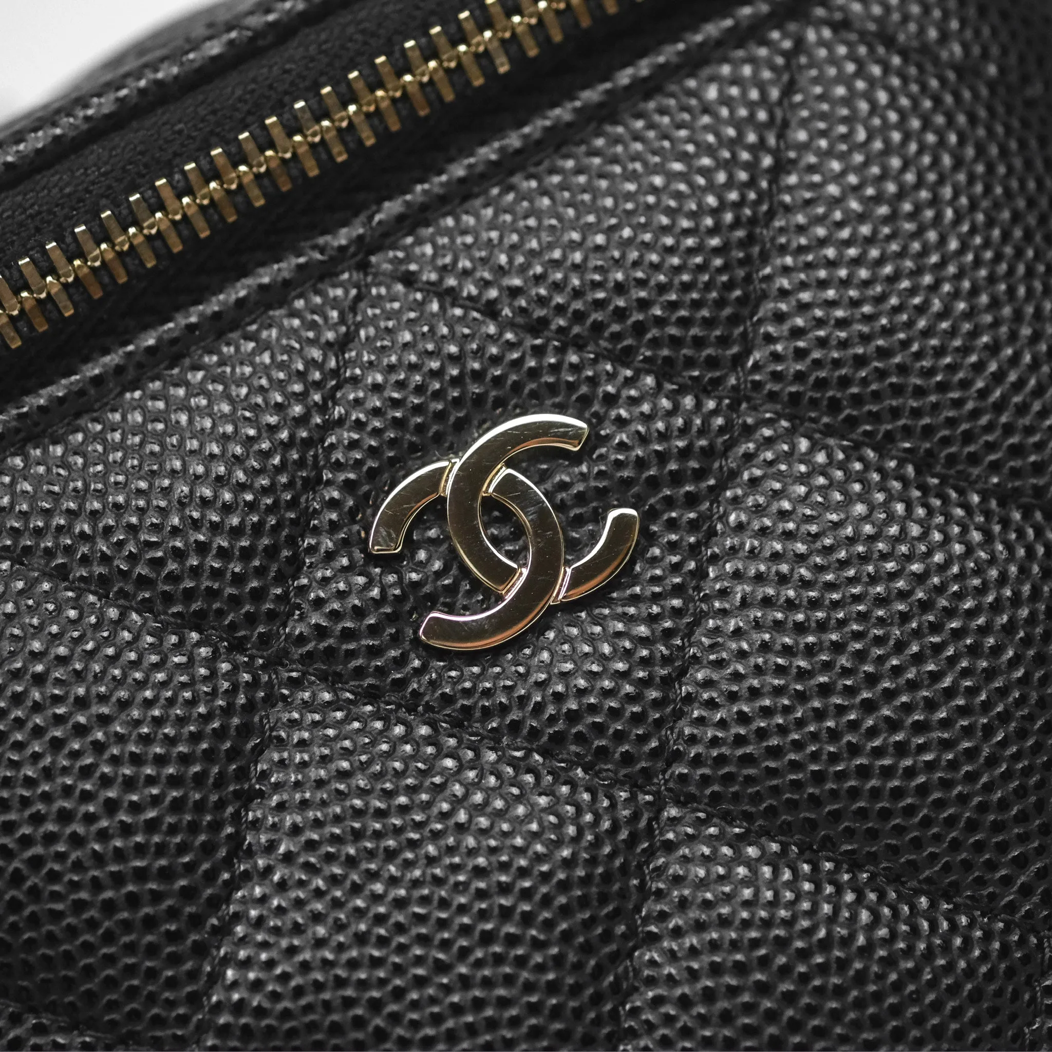 Chanel Mini Vanity With Chain Black Caviar Gold Hardware