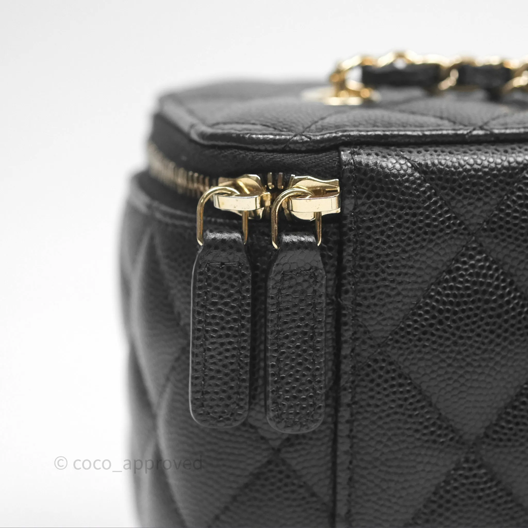 Chanel Mini Vanity With Chain Black Caviar Gold Hardware