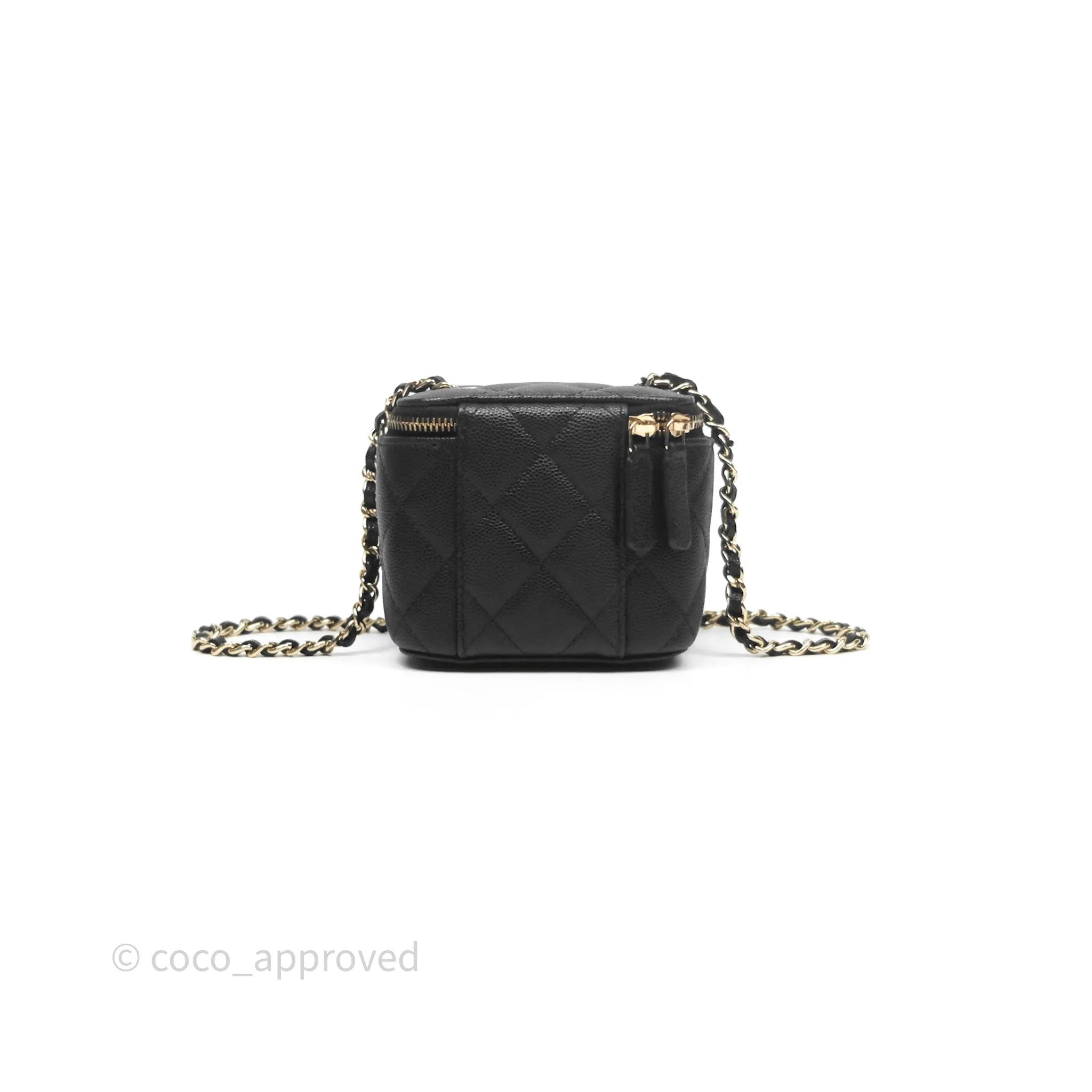 Chanel Mini Vanity With Chain Black Caviar Gold Hardware