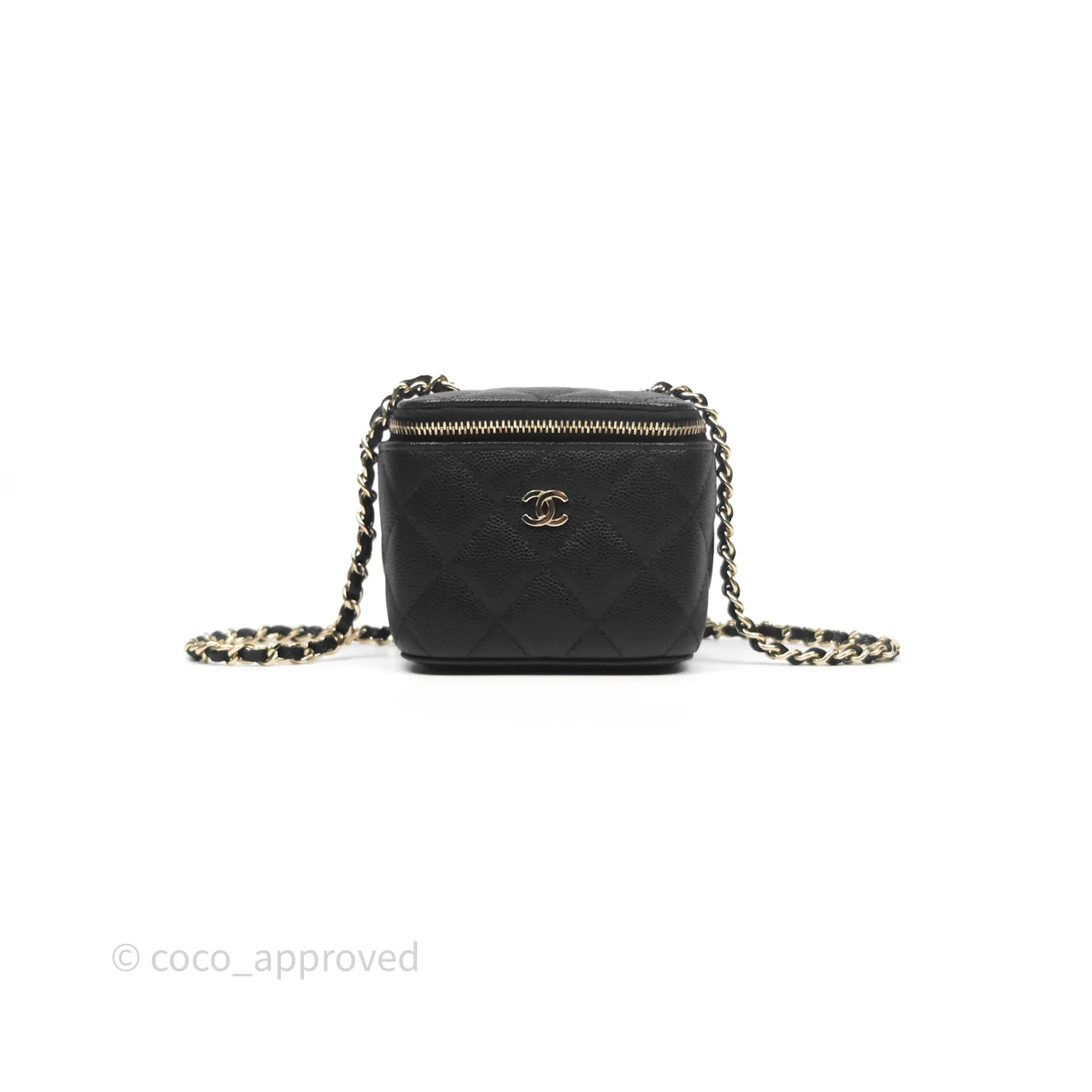 Chanel Mini Vanity With Chain Black Caviar Gold Hardware