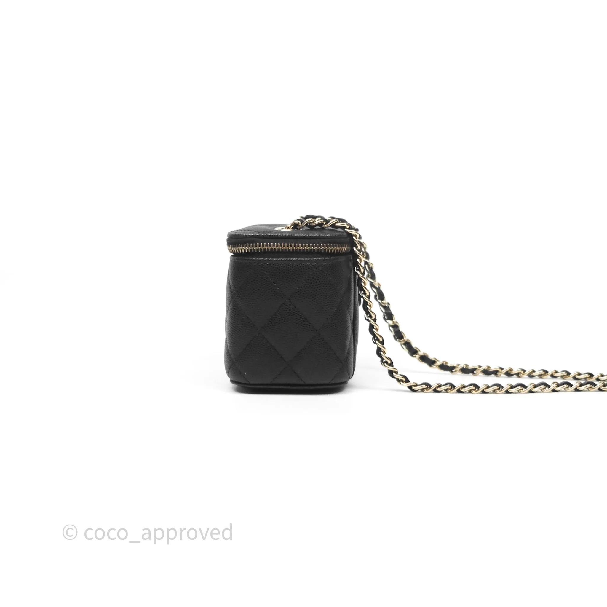 Chanel Mini Vanity With Chain Black Caviar Gold Hardware