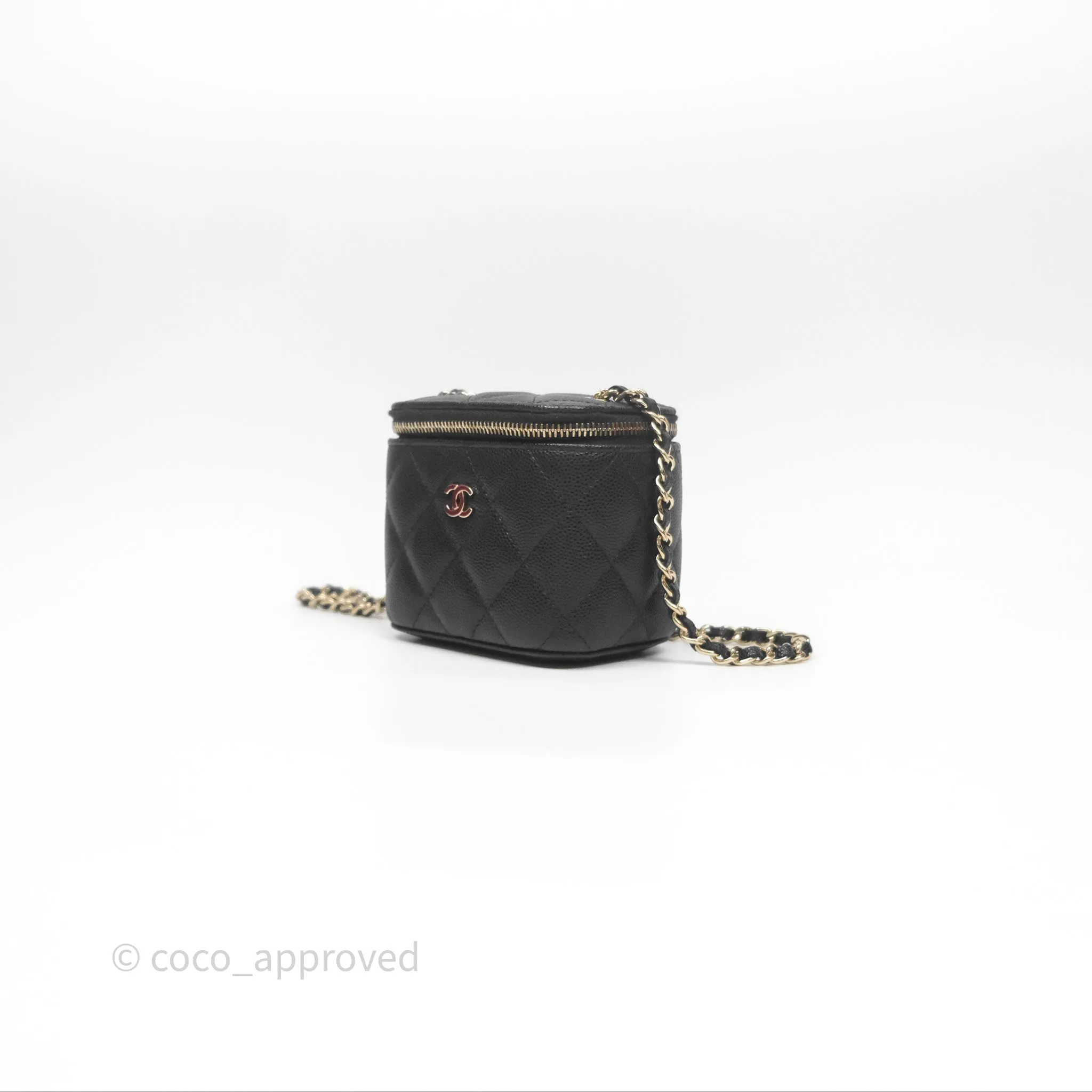 Chanel Mini Vanity With Chain Black Caviar Gold Hardware