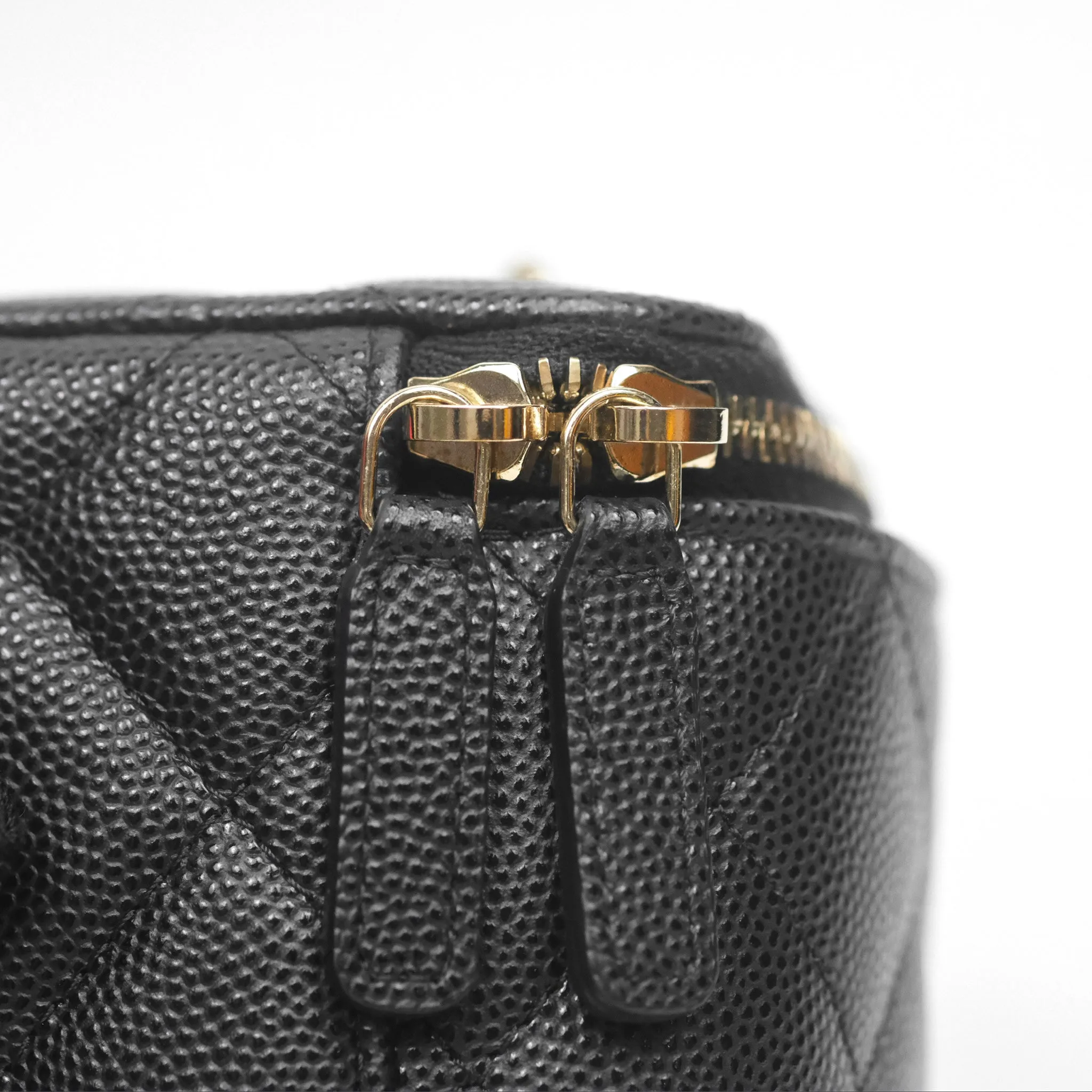 Chanel Mini Vanity With Chain Black Caviar Gold Hardware