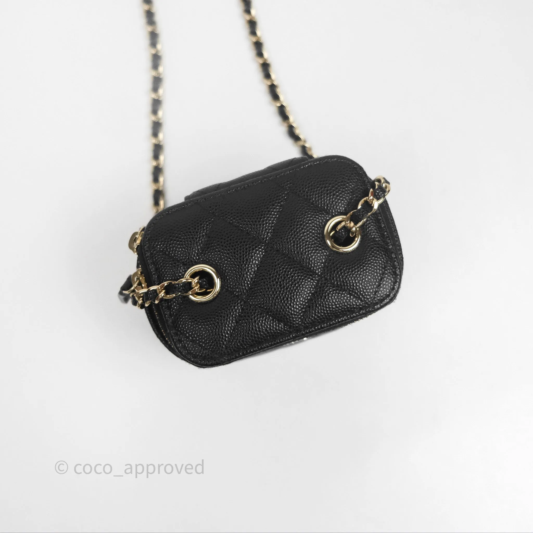 Chanel Mini Vanity With Chain Black Caviar Gold Hardware
