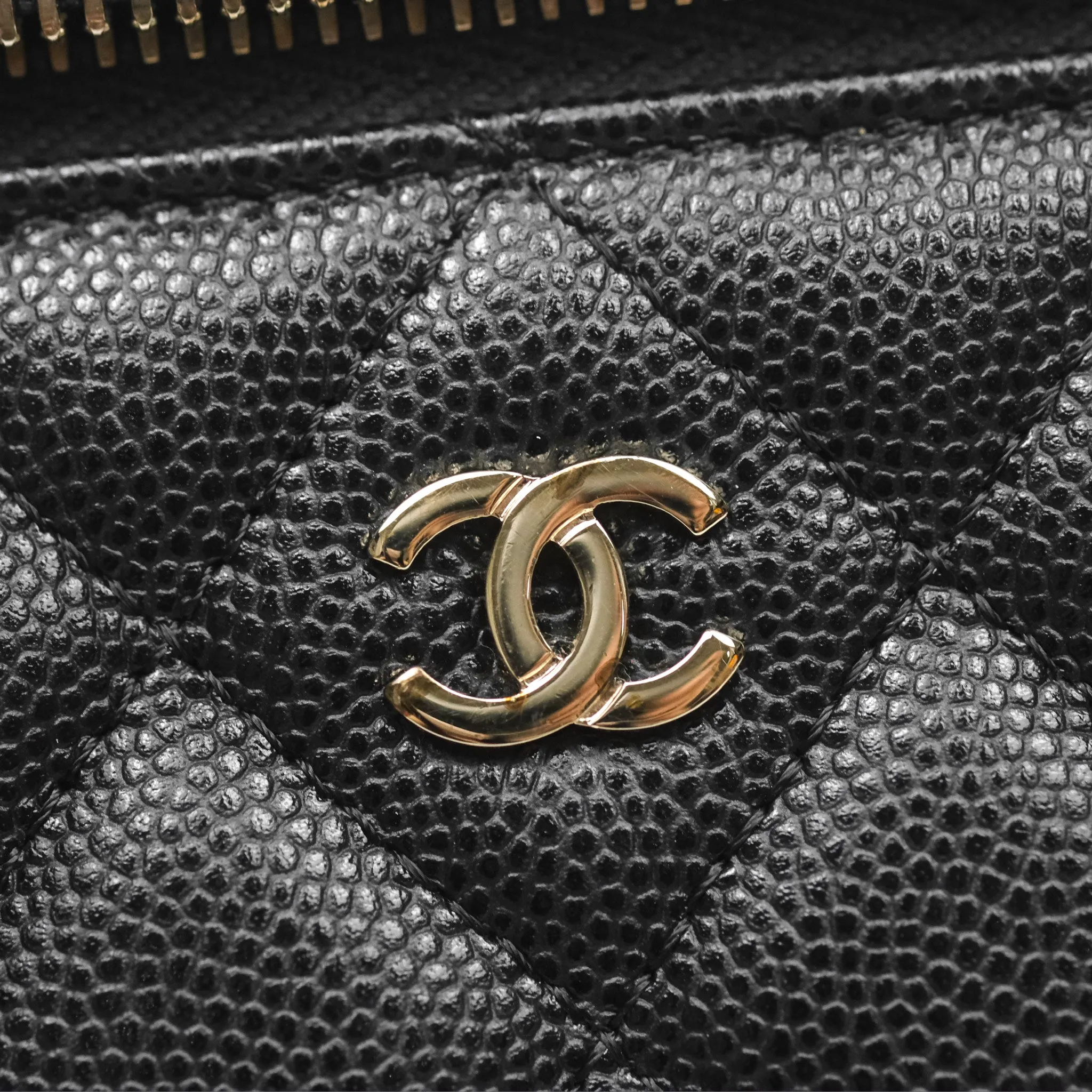 Chanel Mini Vanity With Chain Black Caviar Gold Hardware