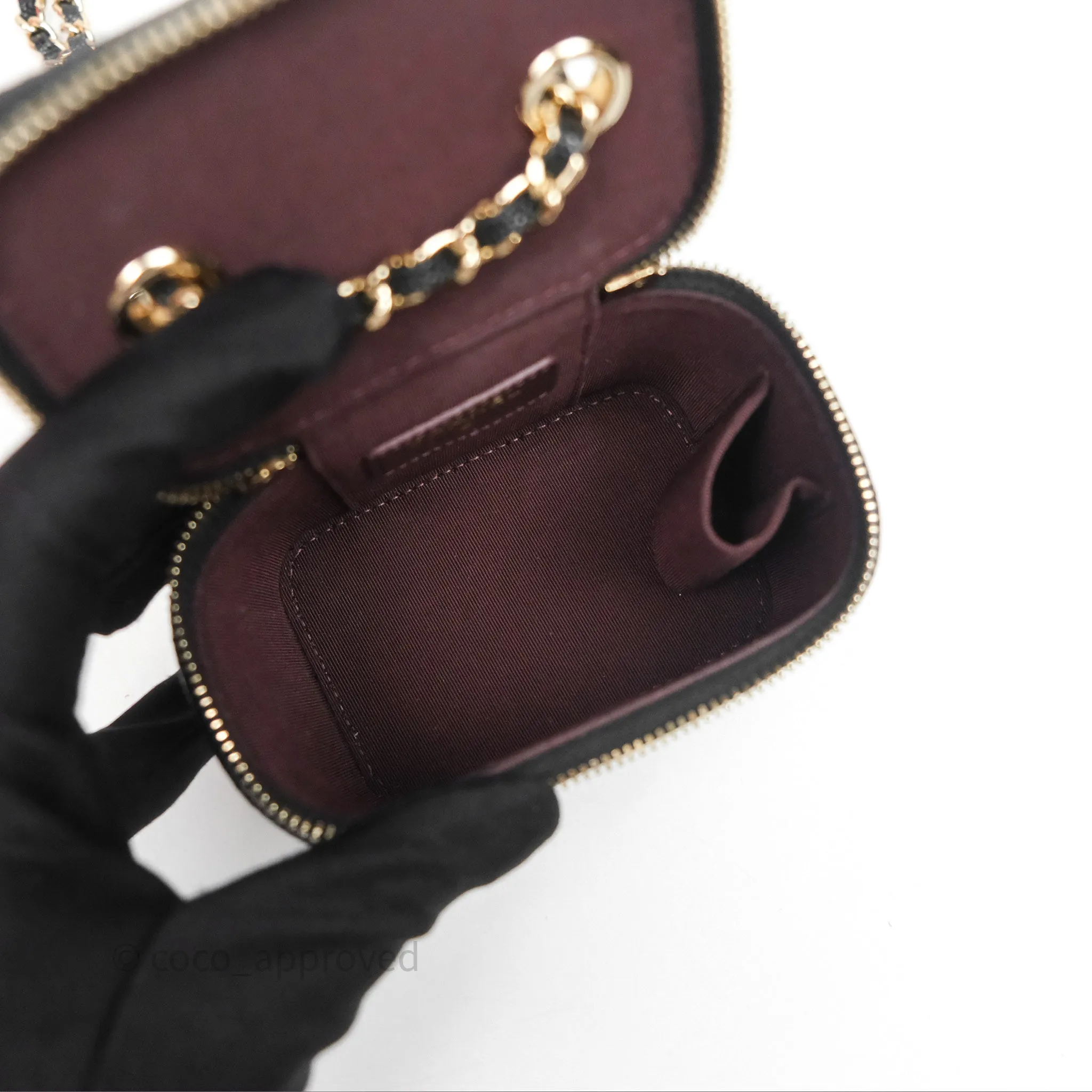 Chanel Mini Vanity With Chain Black Caviar Gold Hardware