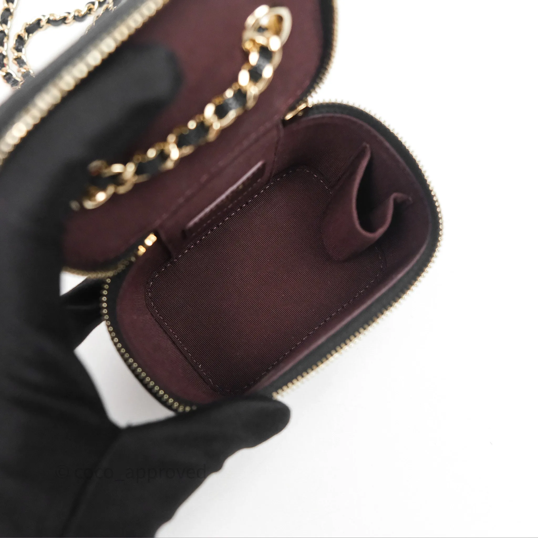 Chanel Mini Vanity With Chain Black Caviar Gold Hardware