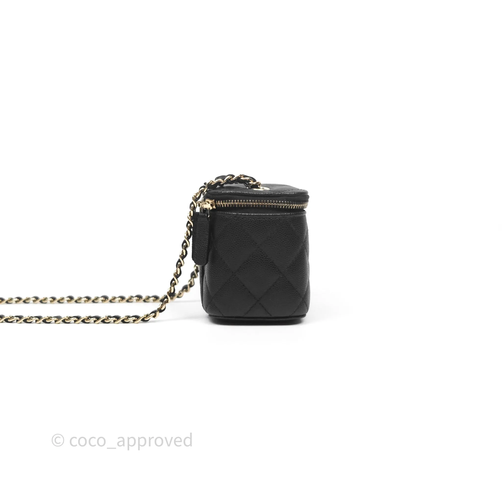 Chanel Mini Vanity With Chain Black Caviar Gold Hardware