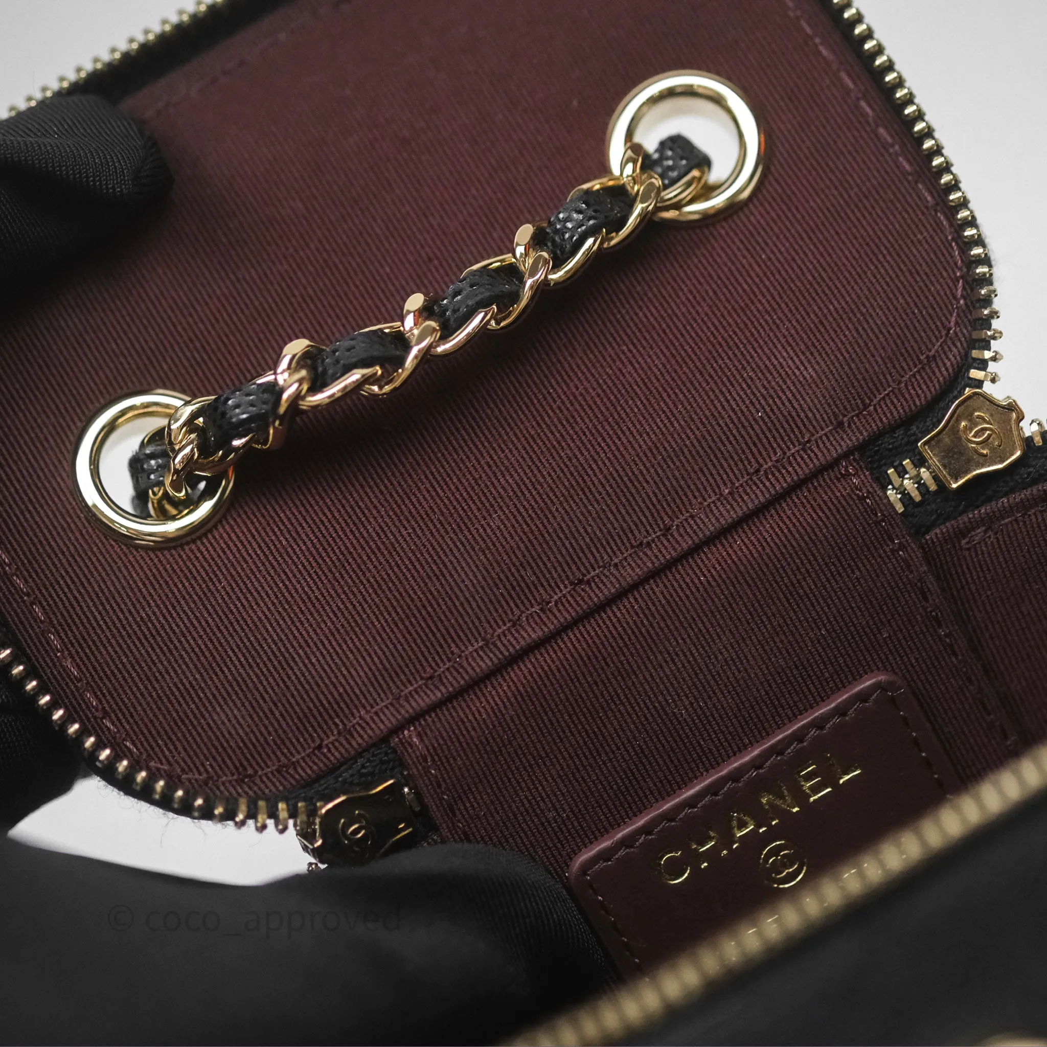 Chanel Mini Vanity With Chain Black Caviar Gold Hardware