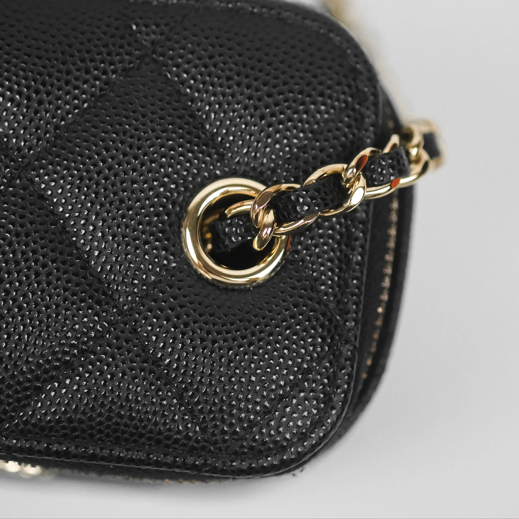 Chanel Mini Vanity With Chain Black Caviar Gold Hardware