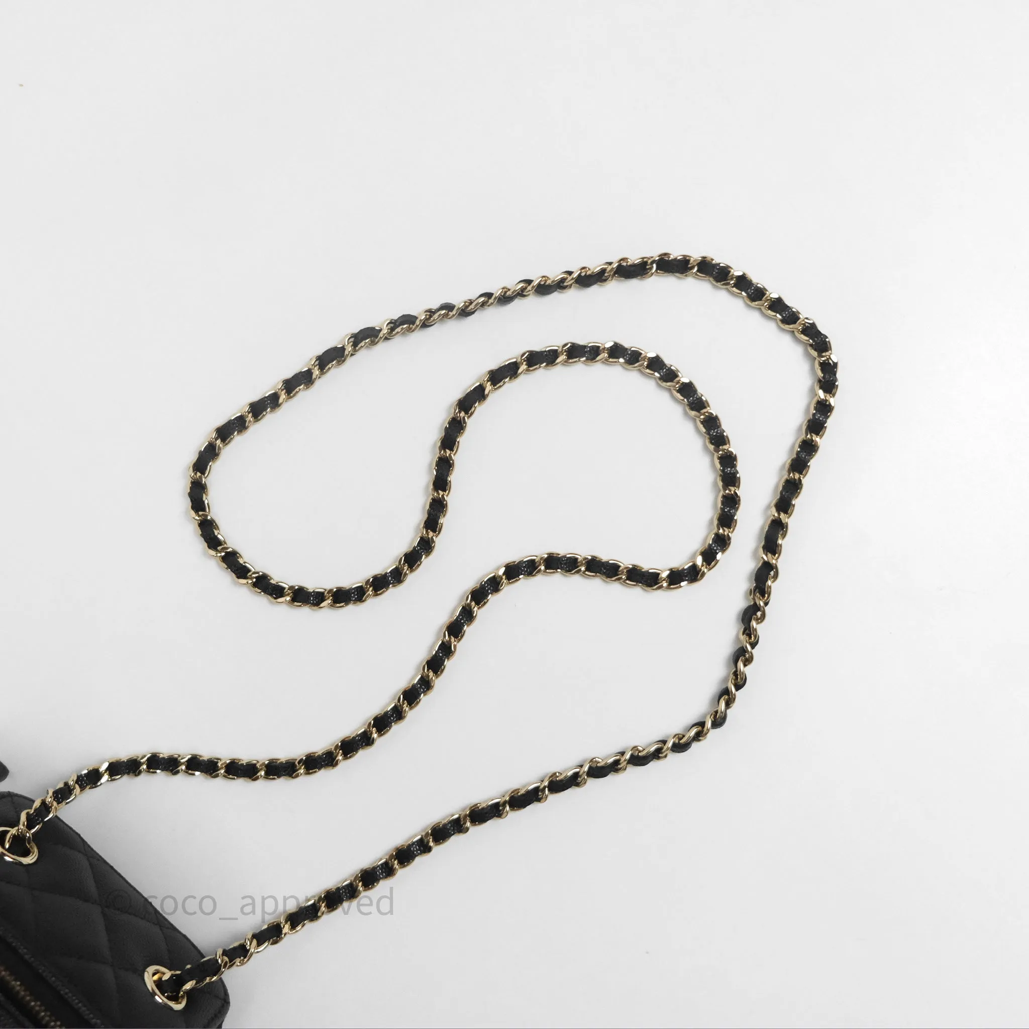 Chanel Mini Vanity With Chain Black Caviar Gold Hardware
