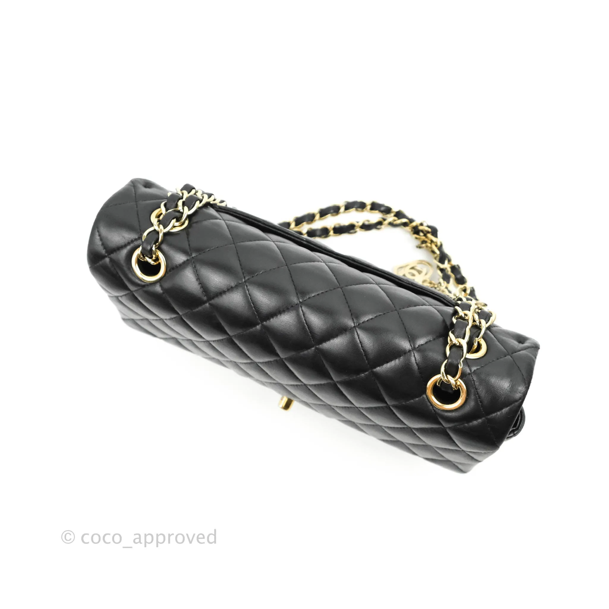 Chanel M/L Medium Flap Bag Valentine Limited Edition Black Lambskin Gold Hardware