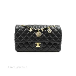 Chanel M/L Medium Flap Bag Valentine Limited Edition Black Lambskin Gold Hardware