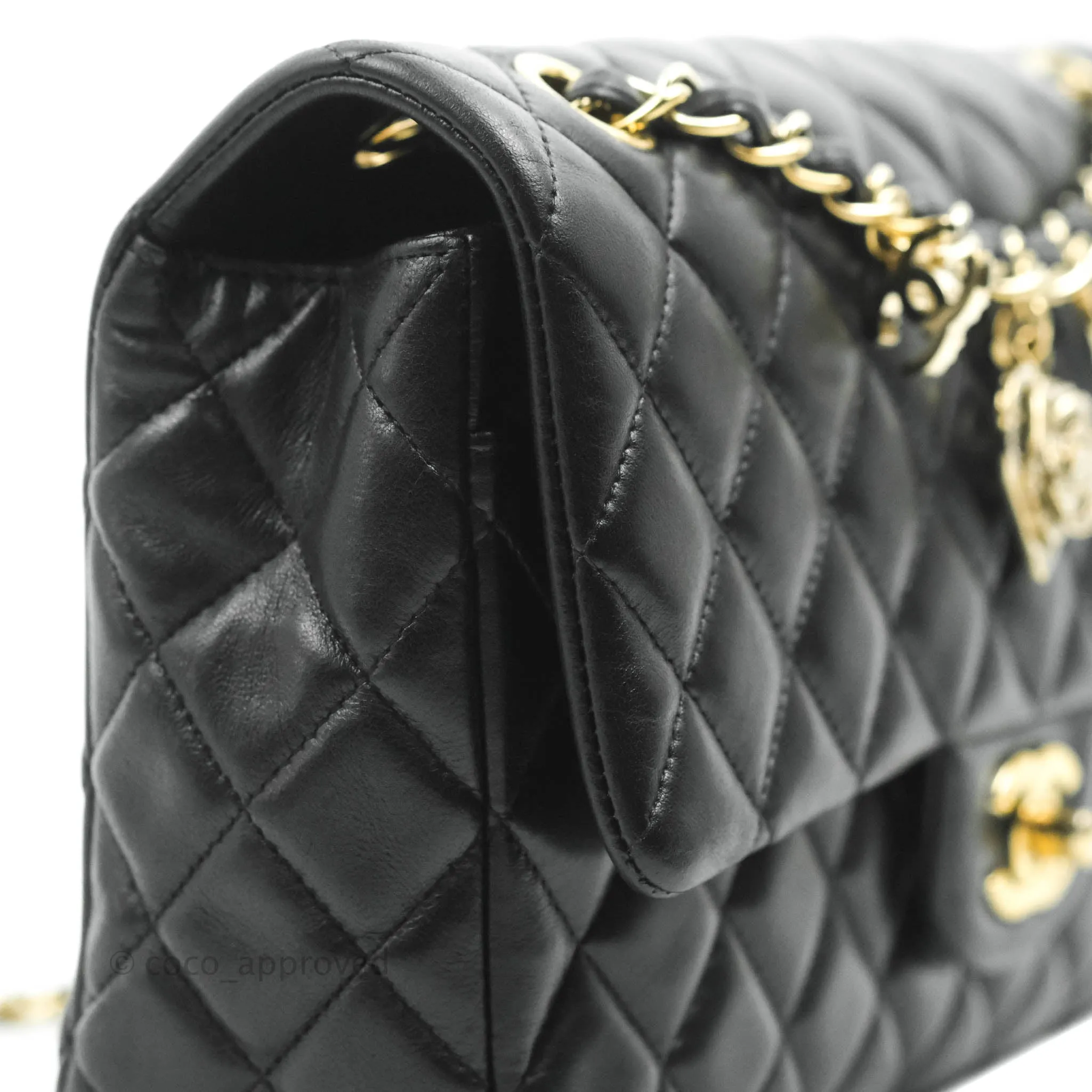 Chanel M/L Medium Flap Bag Valentine Limited Edition Black Lambskin Gold Hardware