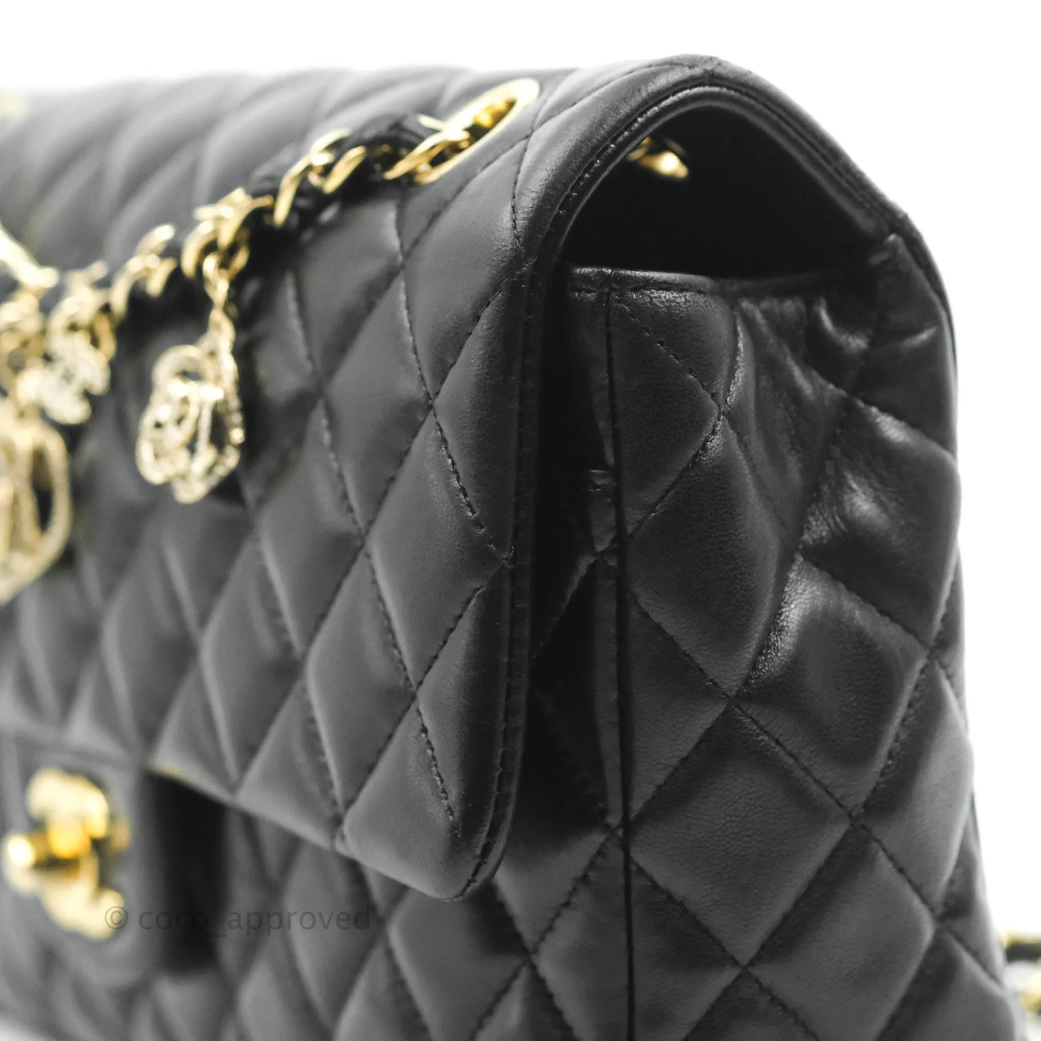 Chanel M/L Medium Flap Bag Valentine Limited Edition Black Lambskin Gold Hardware