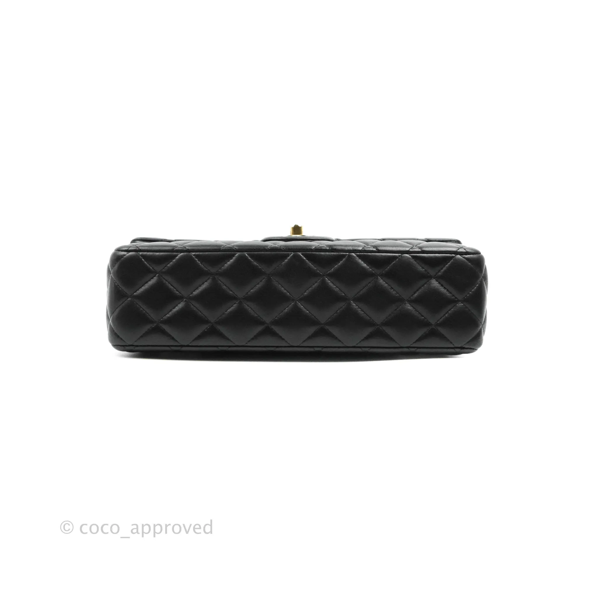 Chanel M/L Medium Flap Bag Valentine Limited Edition Black Lambskin Gold Hardware