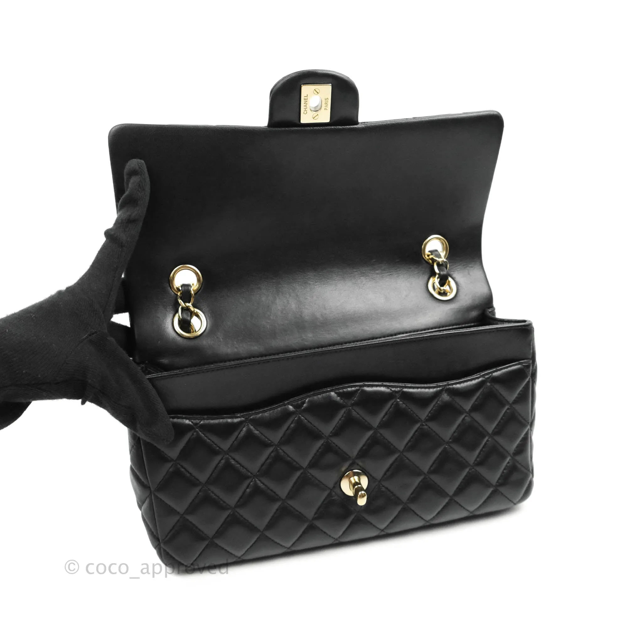 Chanel M/L Medium Flap Bag Valentine Limited Edition Black Lambskin Gold Hardware