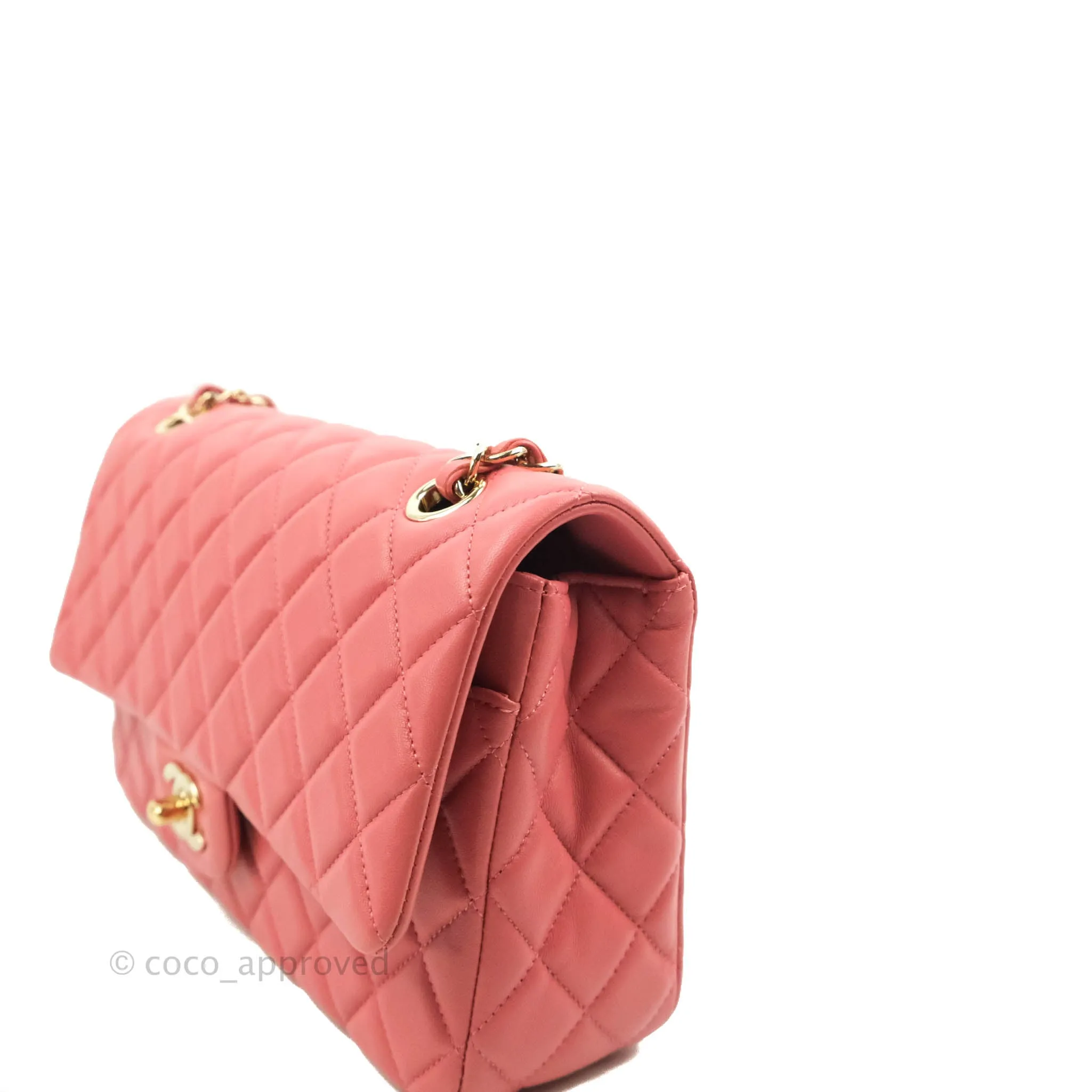 Chanel M/L Medium Flap Bag Valentine Limited Edition Pink Lambskin Gold Hardware