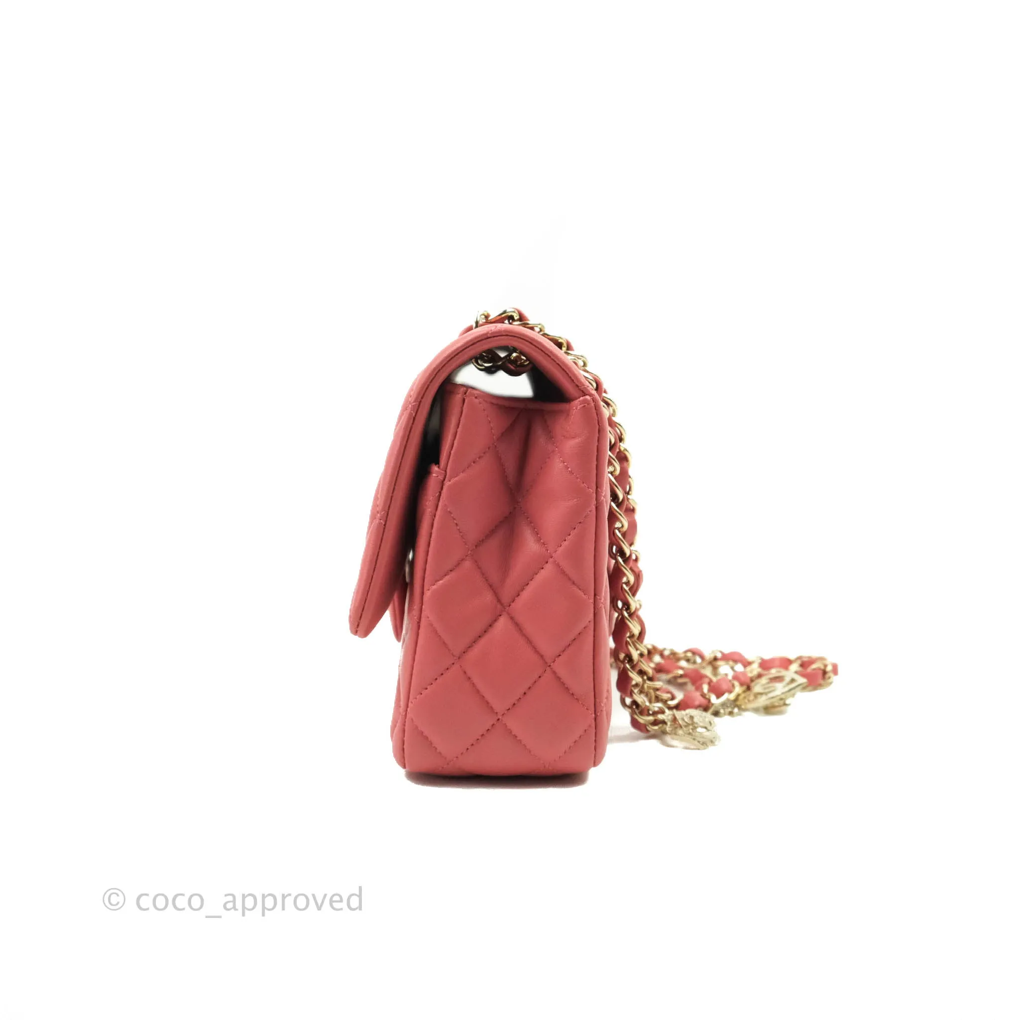 Chanel M/L Medium Flap Bag Valentine Limited Edition Pink Lambskin Gold Hardware