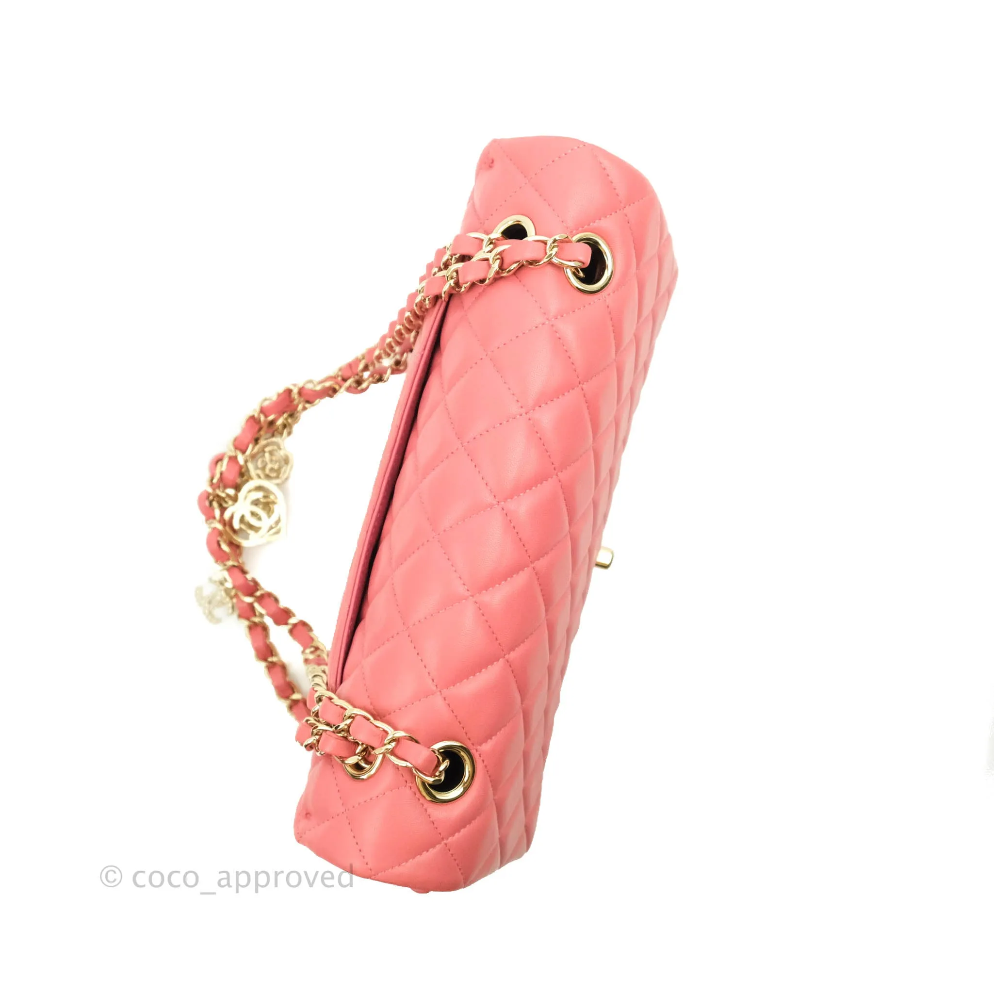 Chanel M/L Medium Flap Bag Valentine Limited Edition Pink Lambskin Gold Hardware