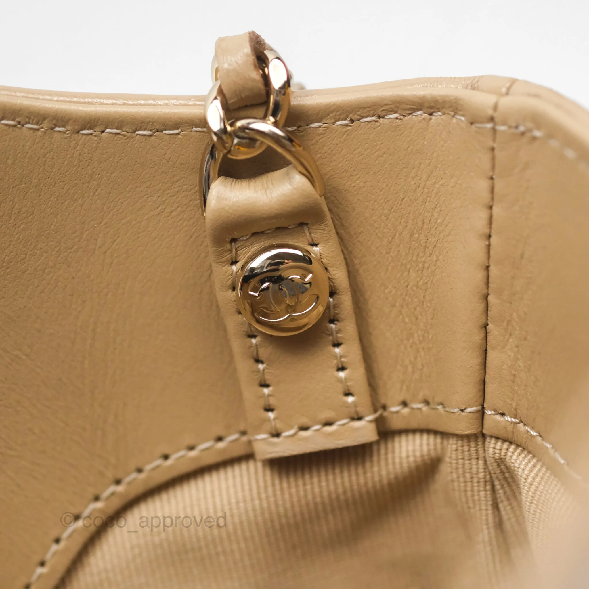 Chanel Nano 31 Beige Shiny Lambskin Gold Hardware