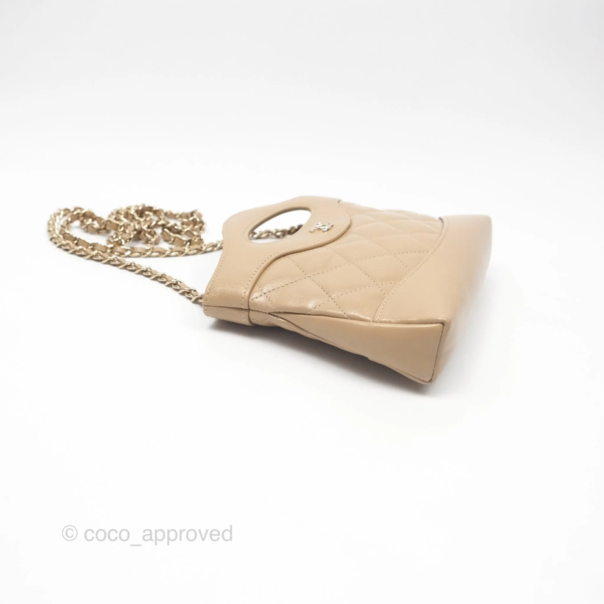 Chanel Nano 31 Beige Shiny Lambskin Gold Hardware