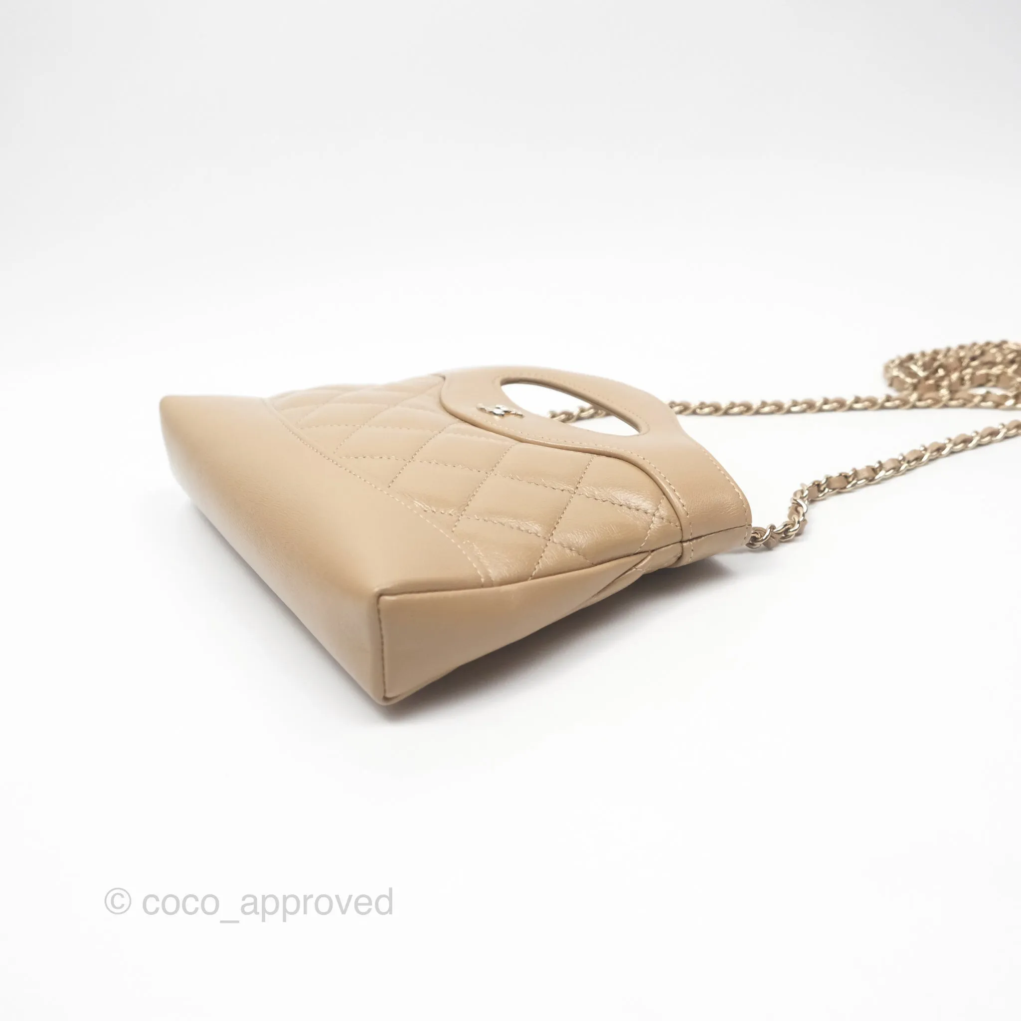 Chanel Nano 31 Beige Shiny Lambskin Gold Hardware
