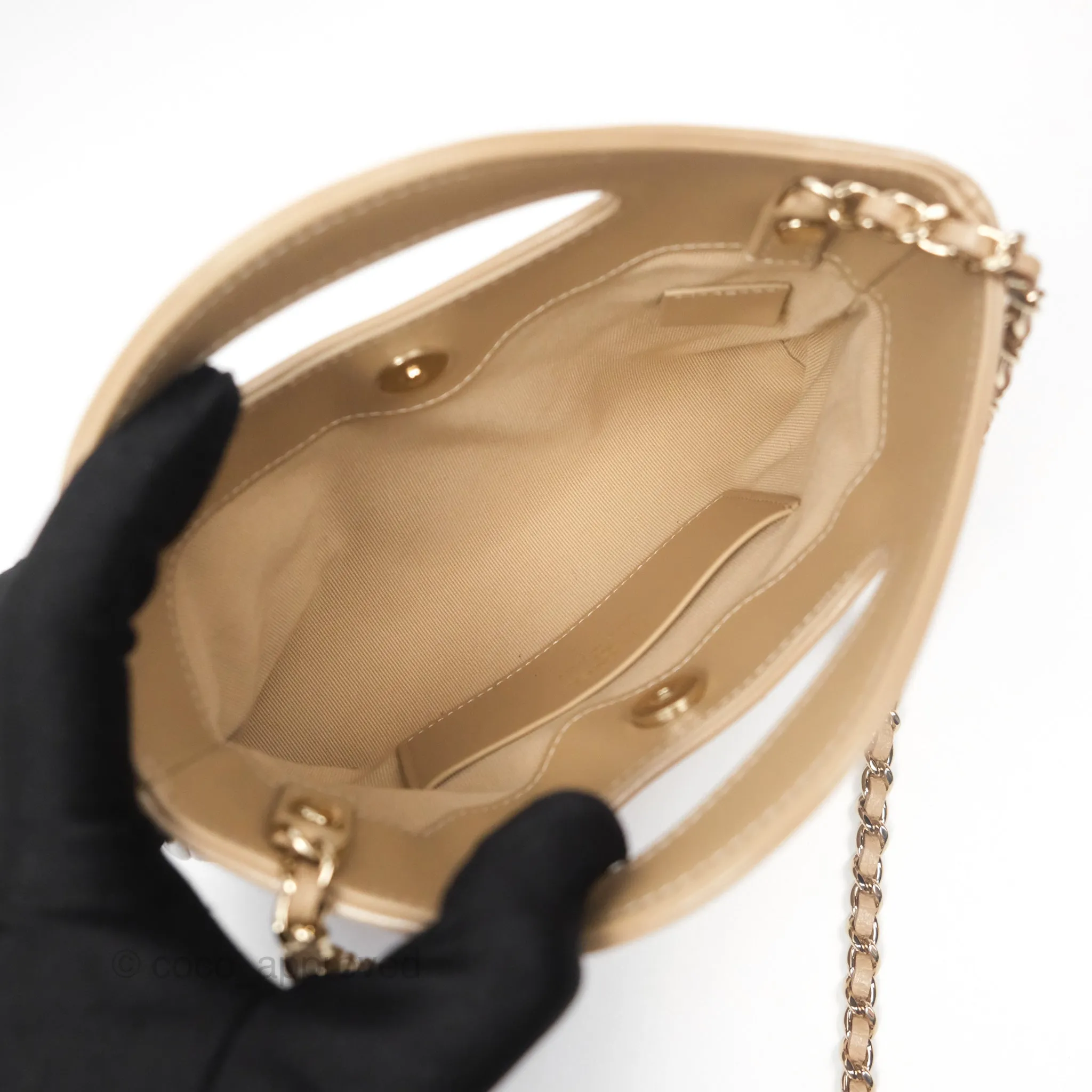 Chanel Nano 31 Beige Shiny Lambskin Gold Hardware