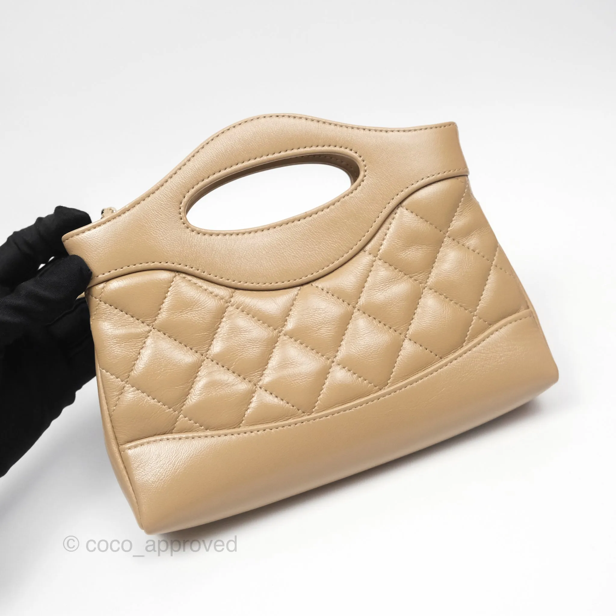 Chanel Nano 31 Beige Shiny Lambskin Gold Hardware