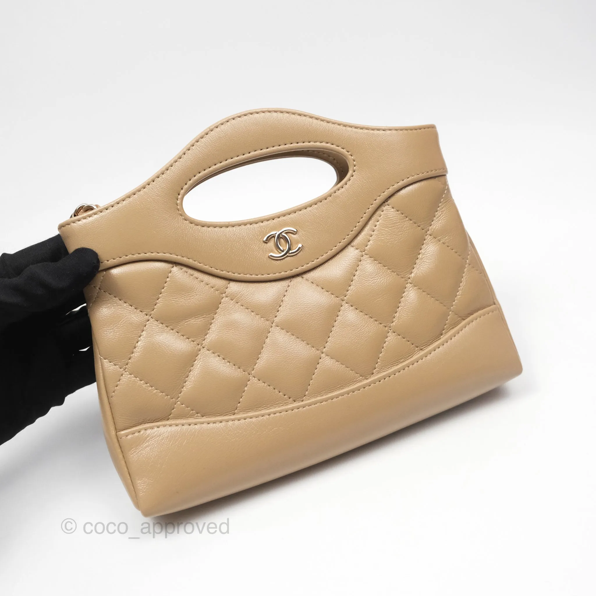 Chanel Nano 31 Beige Shiny Lambskin Gold Hardware
