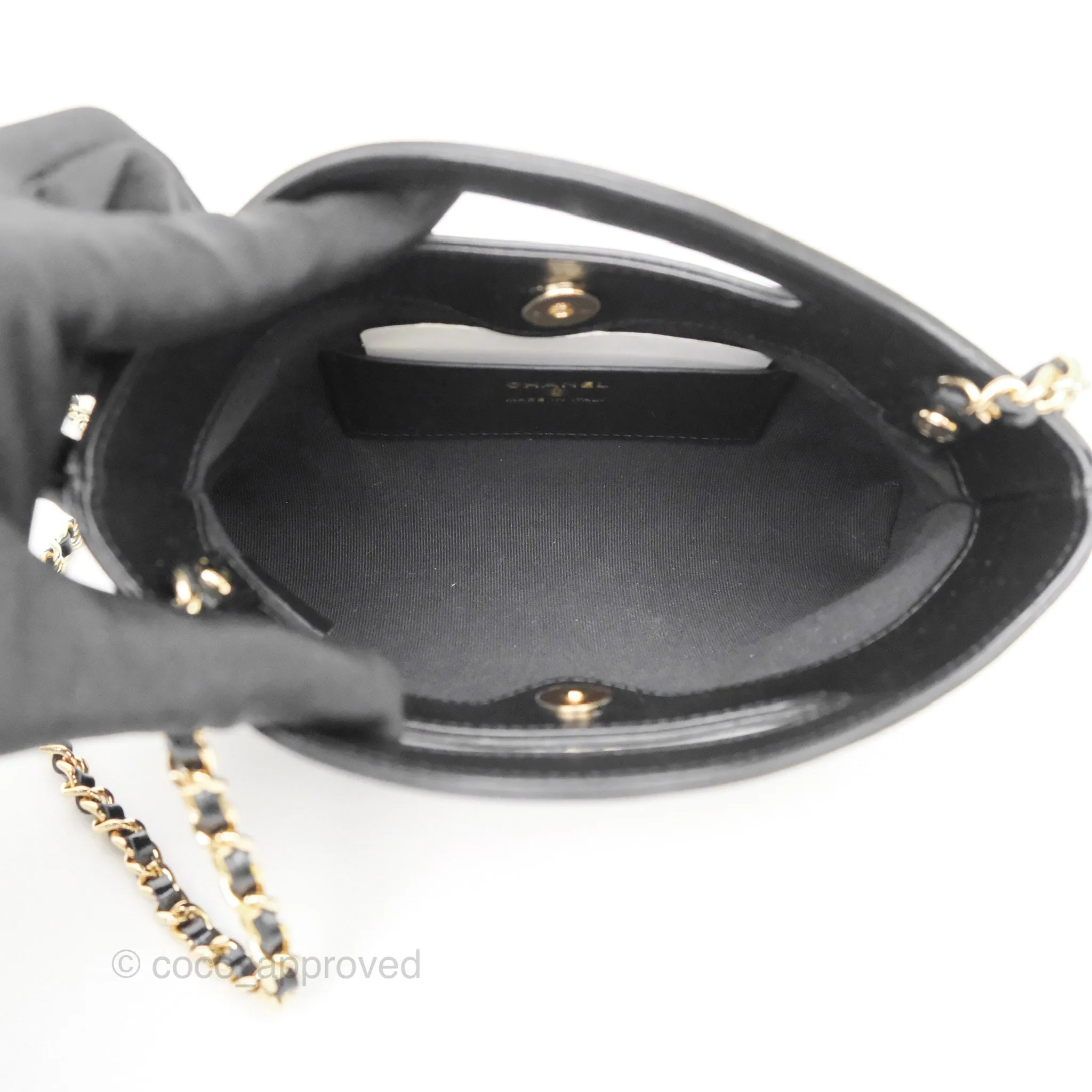 Chanel Nano 31 Black Shiny Calfskin Gold Hardware
