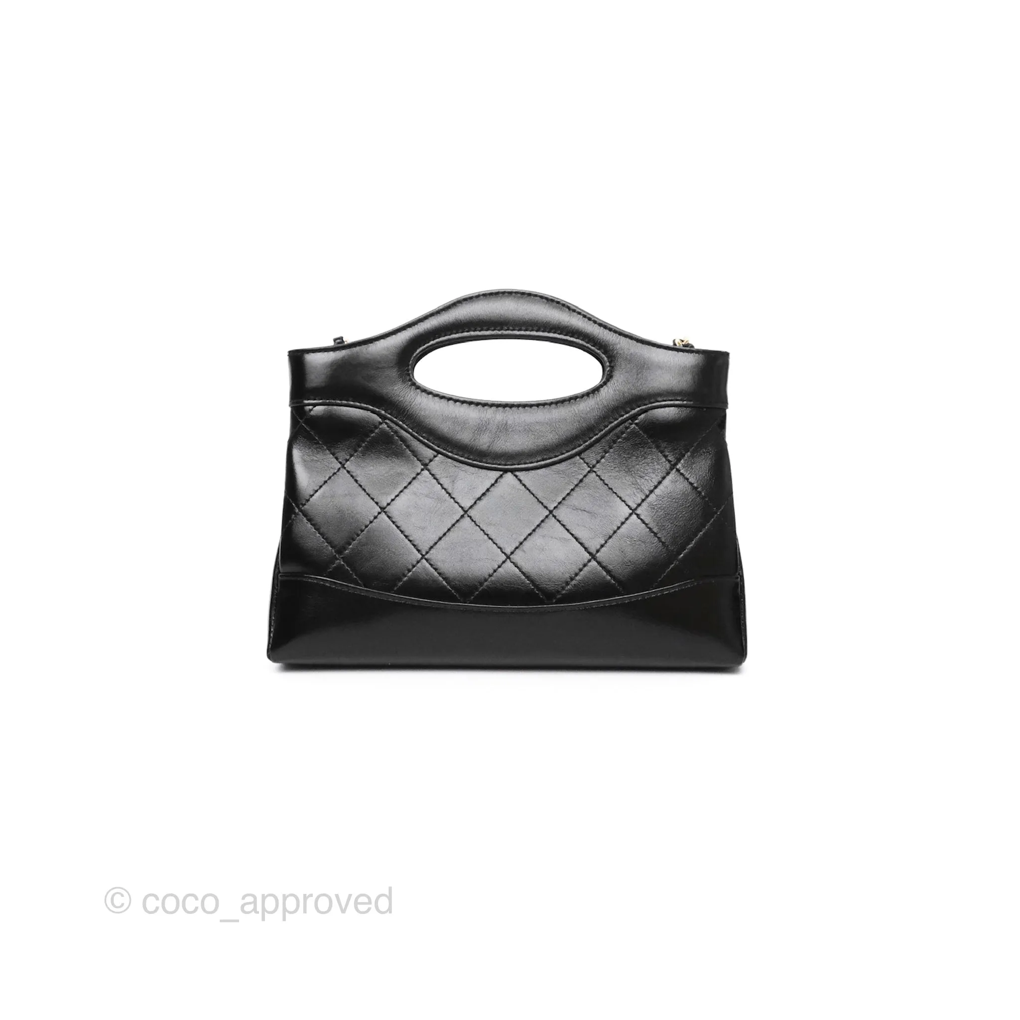 Chanel Nano 31 Black Shiny Calfskin Gold Hardware