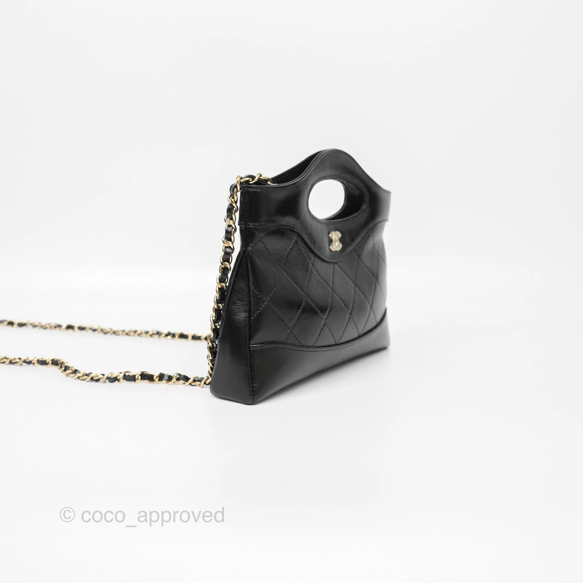 Chanel Nano 31 Black Shiny Calfskin Gold Hardware