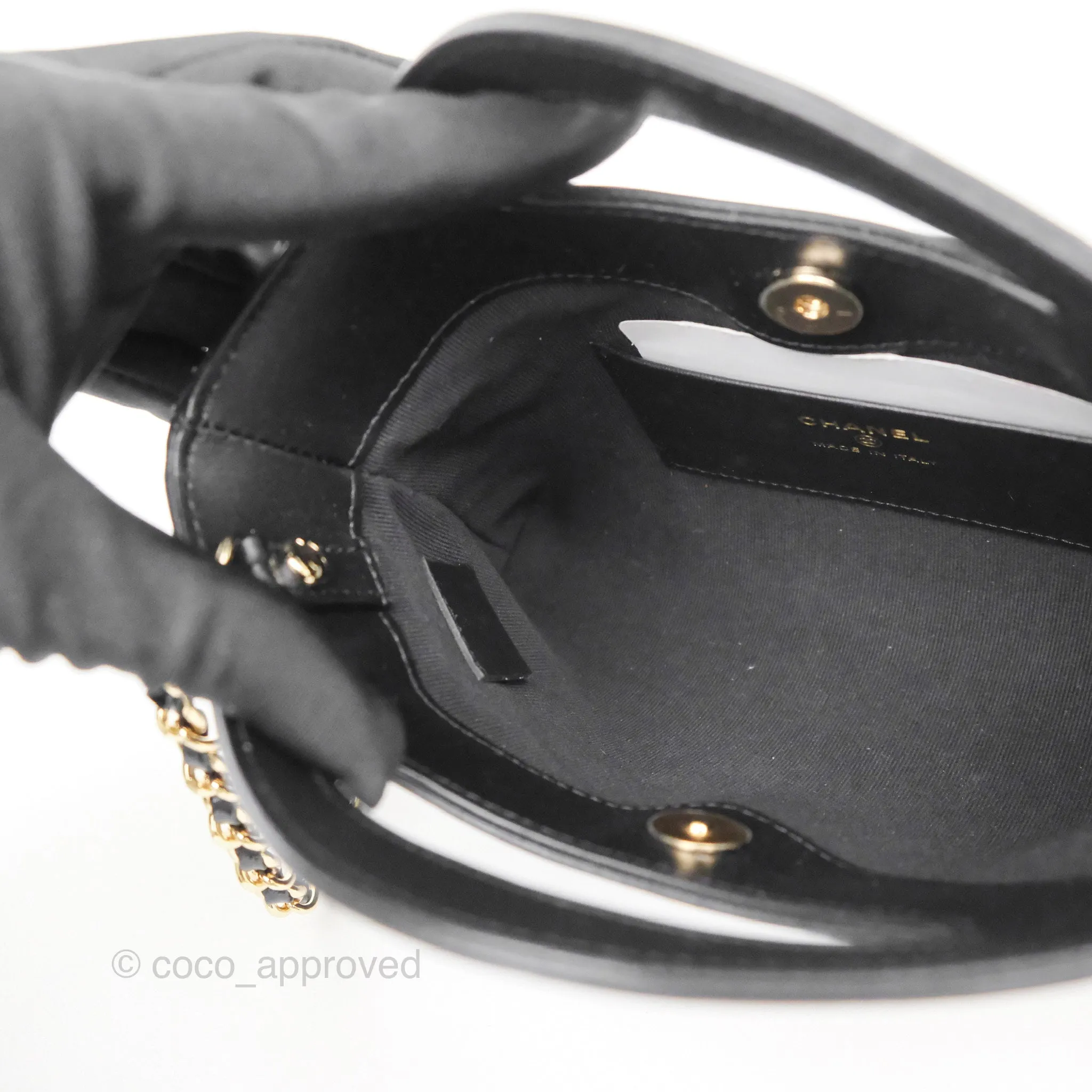 Chanel Nano 31 Black Shiny Calfskin Gold Hardware