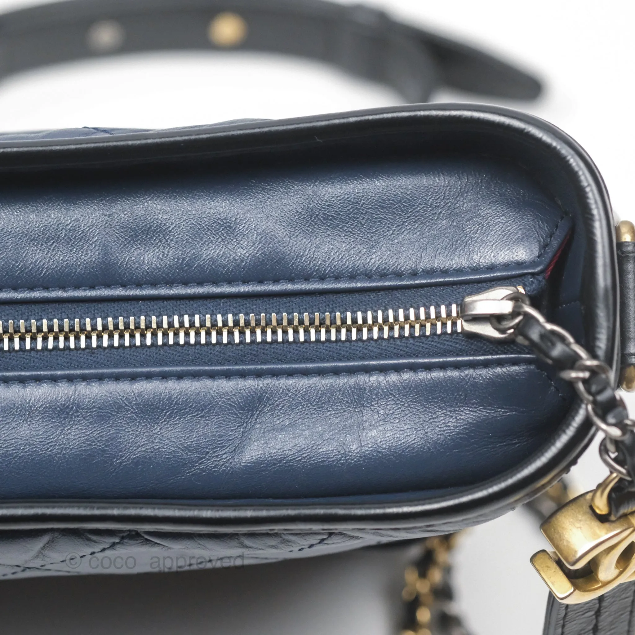 Chanel New Medium Gabrielle Hobo Quilted Navy Black Aged Calfskin