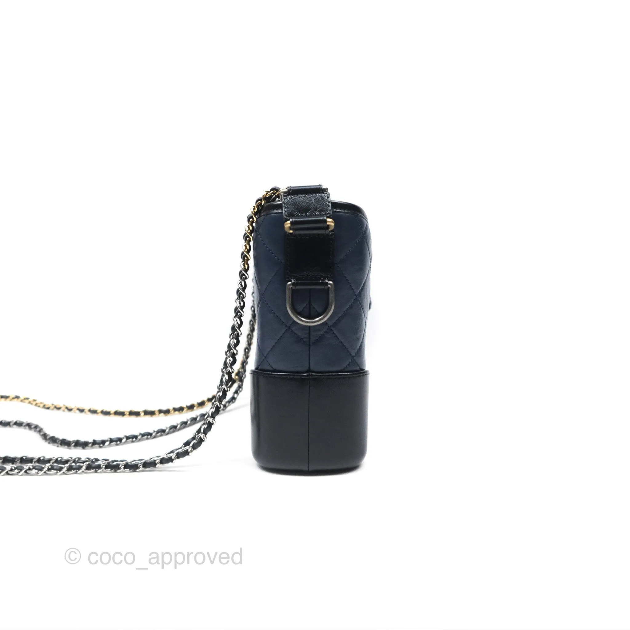 Chanel New Medium Gabrielle Hobo Quilted Navy Black Aged Calfskin