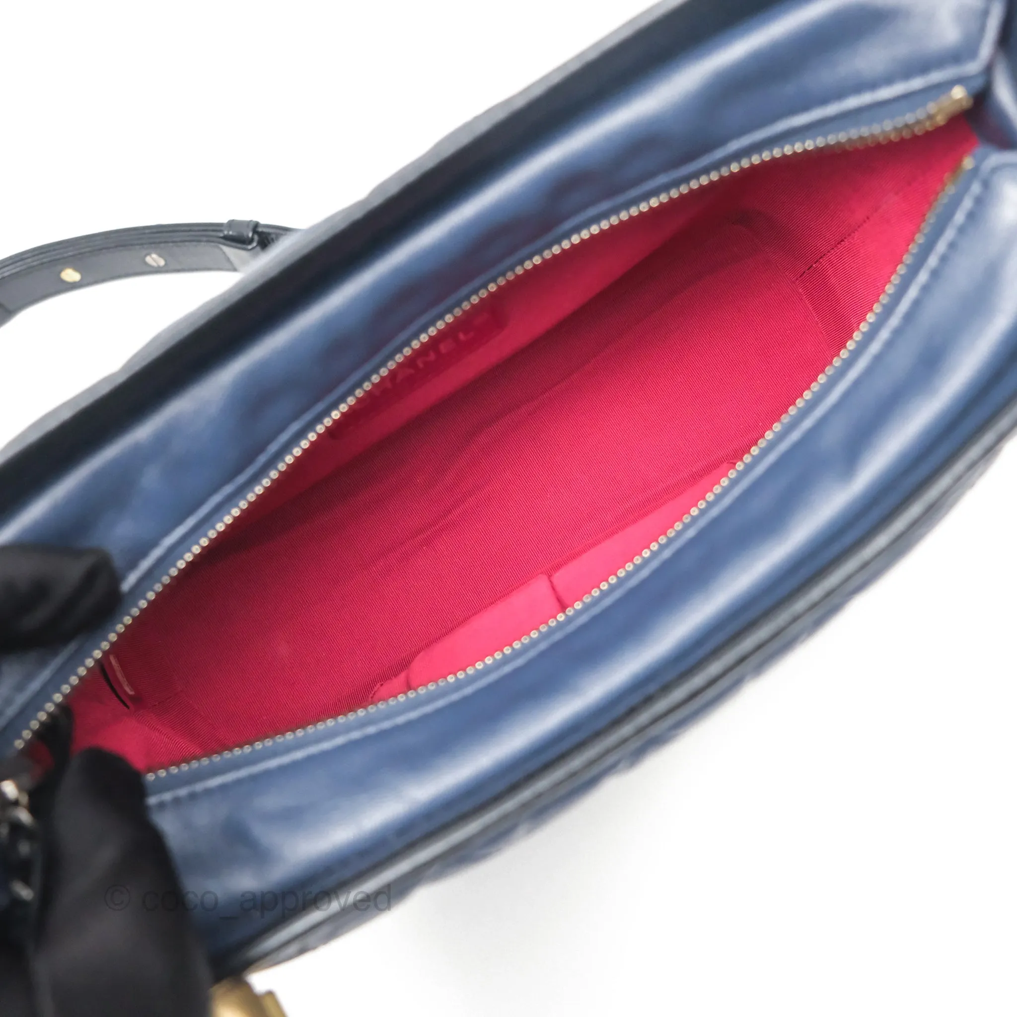 Chanel New Medium Gabrielle Hobo Quilted Navy Black Aged Calfskin