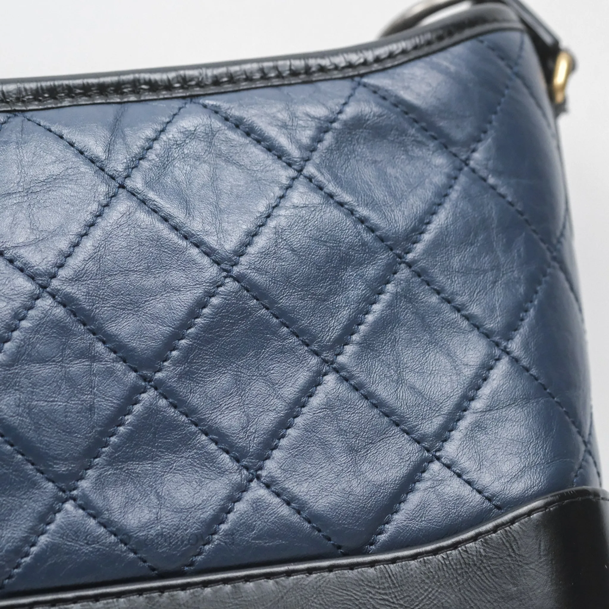 Chanel New Medium Gabrielle Hobo Quilted Navy Black Aged Calfskin