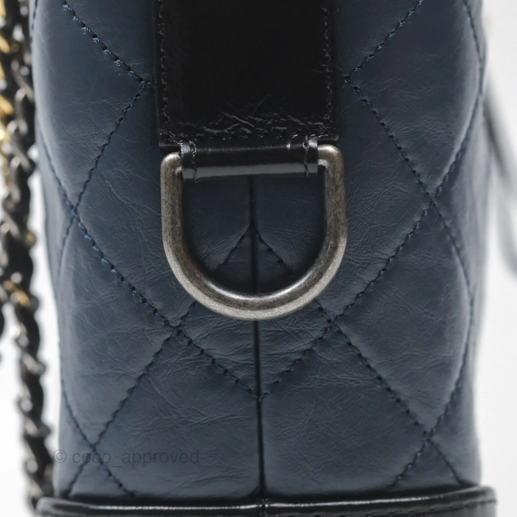 Chanel New Medium Gabrielle Hobo Quilted Navy Black Aged Calfskin