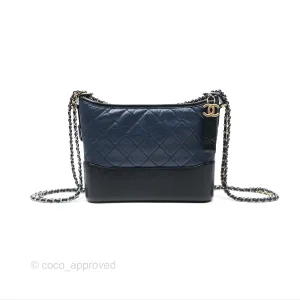 Chanel New Medium Gabrielle Hobo Quilted Navy Black Aged Calfskin