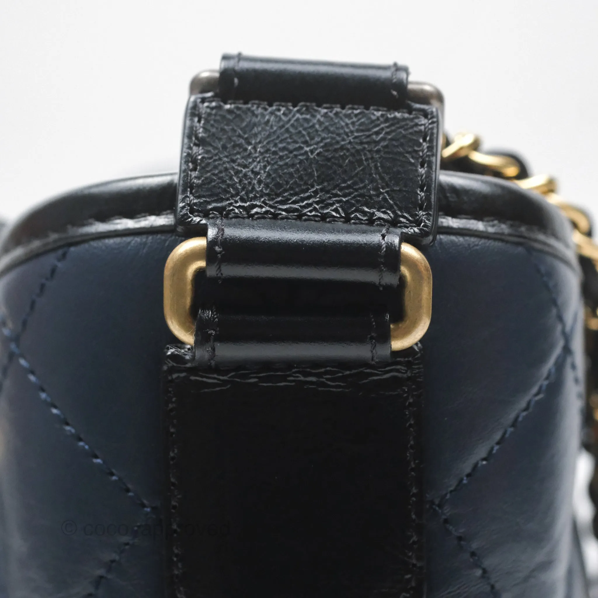 Chanel New Medium Gabrielle Hobo Quilted Navy Black Aged Calfskin