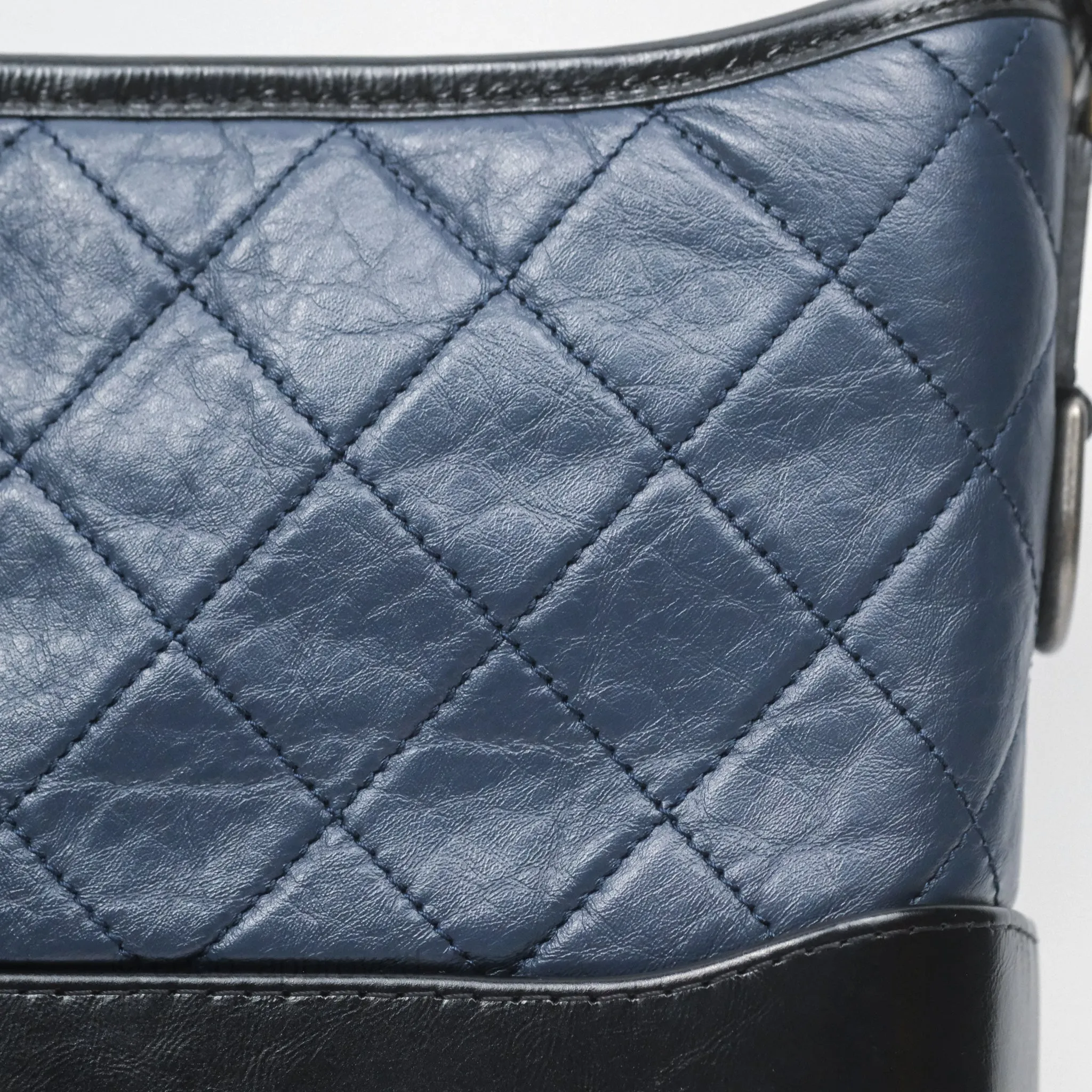 Chanel New Medium Gabrielle Hobo Quilted Navy Black Aged Calfskin