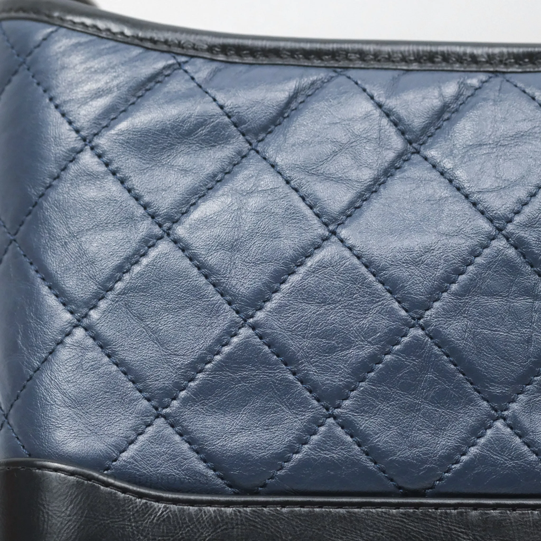 Chanel New Medium Gabrielle Hobo Quilted Navy Black Aged Calfskin
