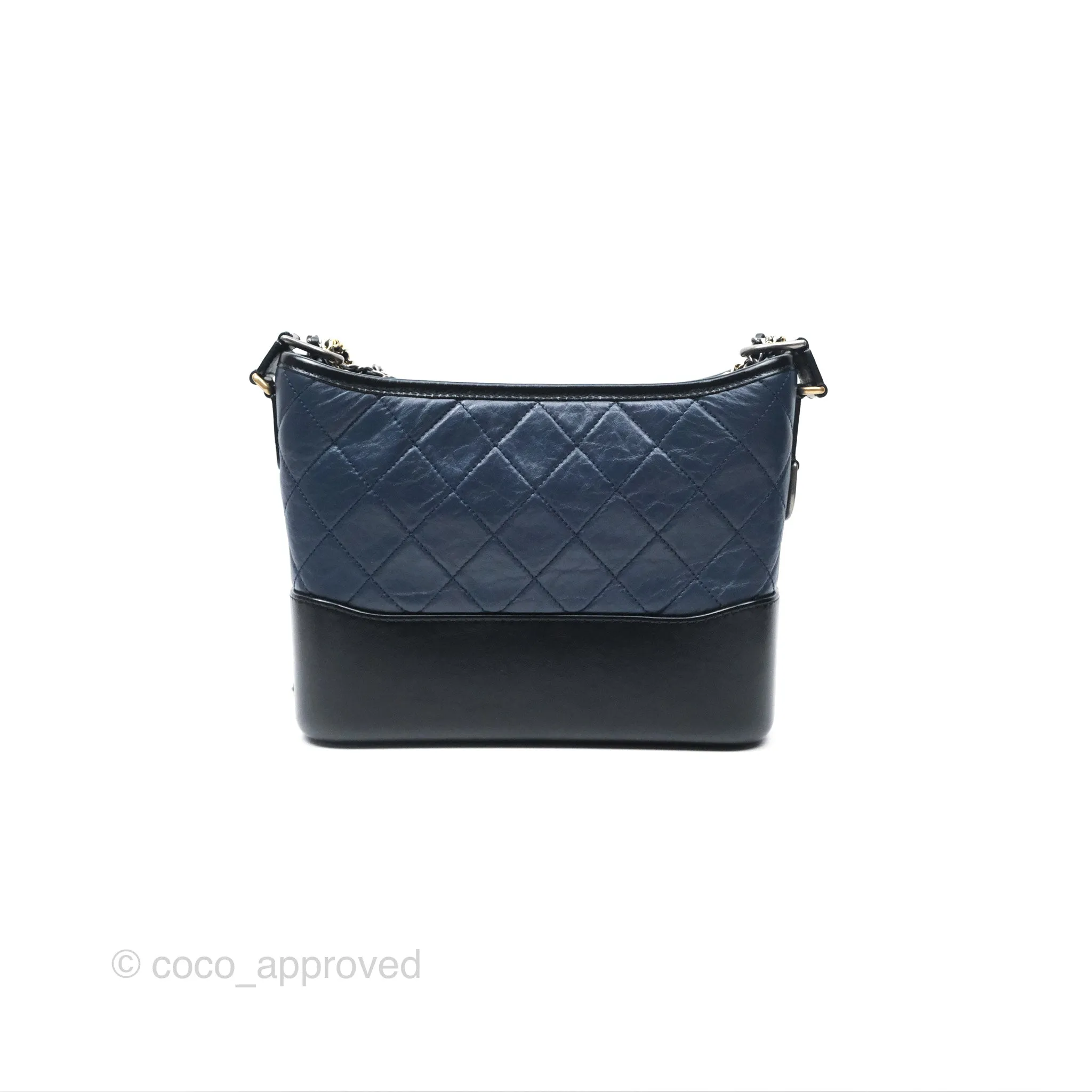 Chanel New Medium Gabrielle Hobo Quilted Navy Black Aged Calfskin