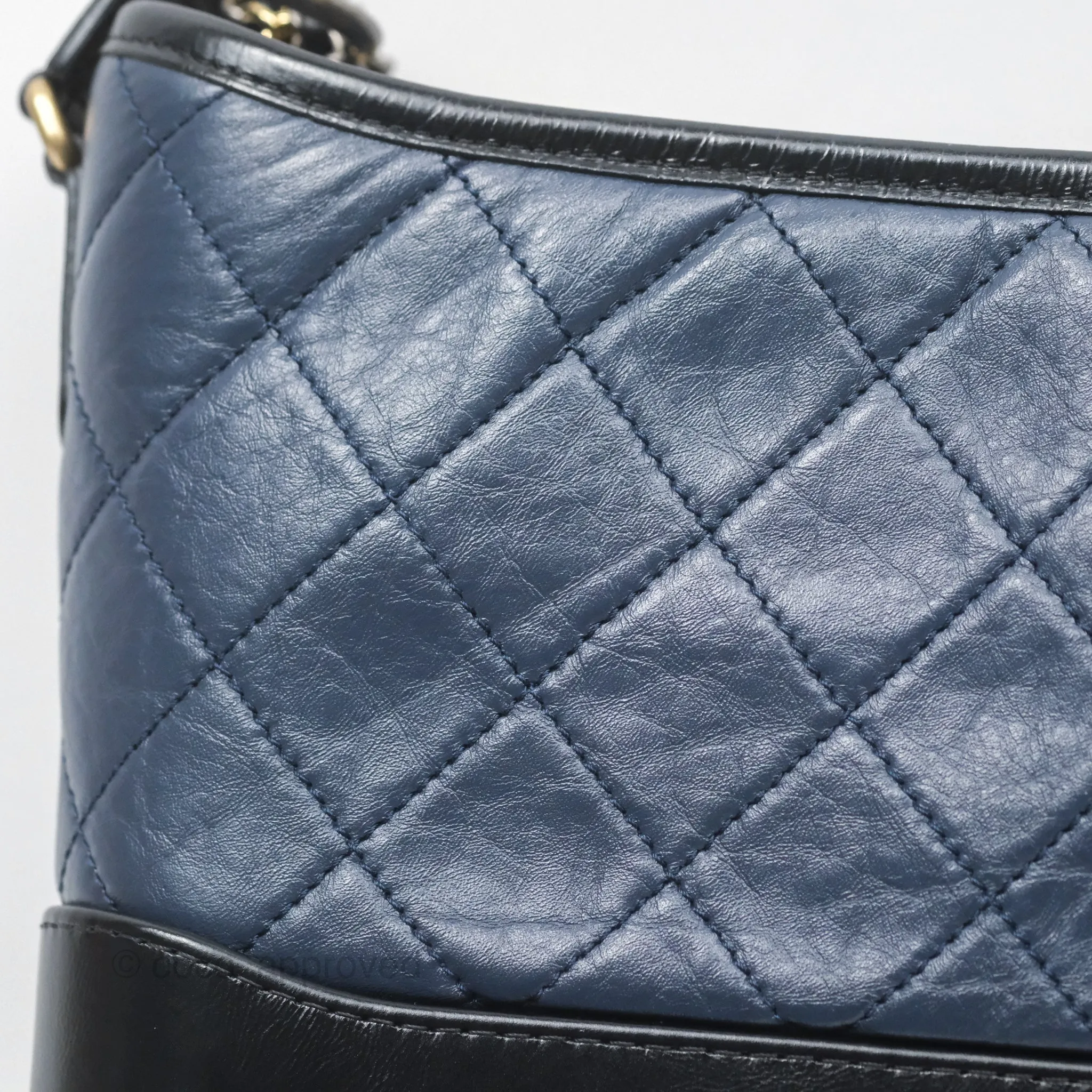 Chanel New Medium Gabrielle Hobo Quilted Navy Black Aged Calfskin