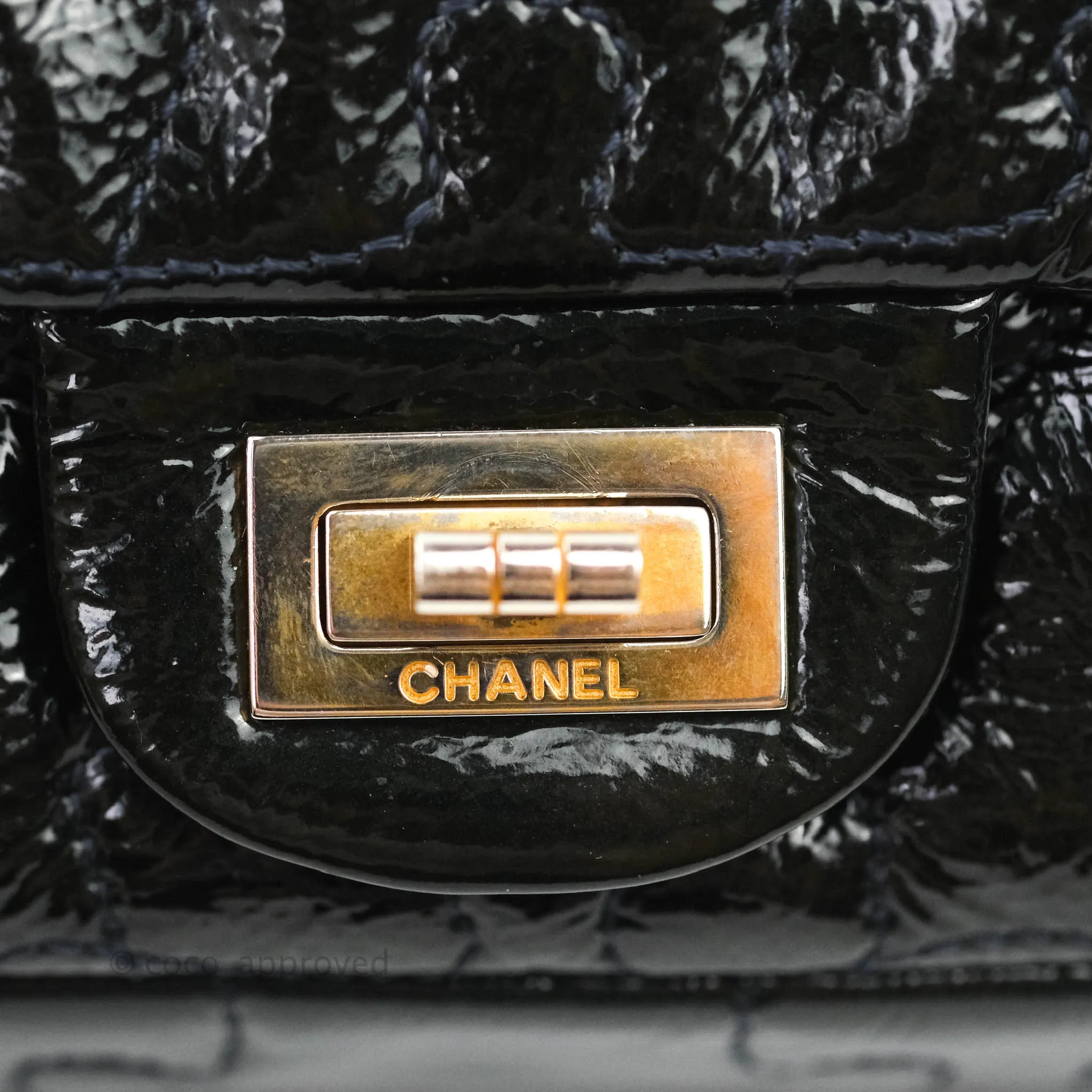 Chanel Puzzle 2.55 Reissue East West Flap Dark Green Patent Gold Hardware