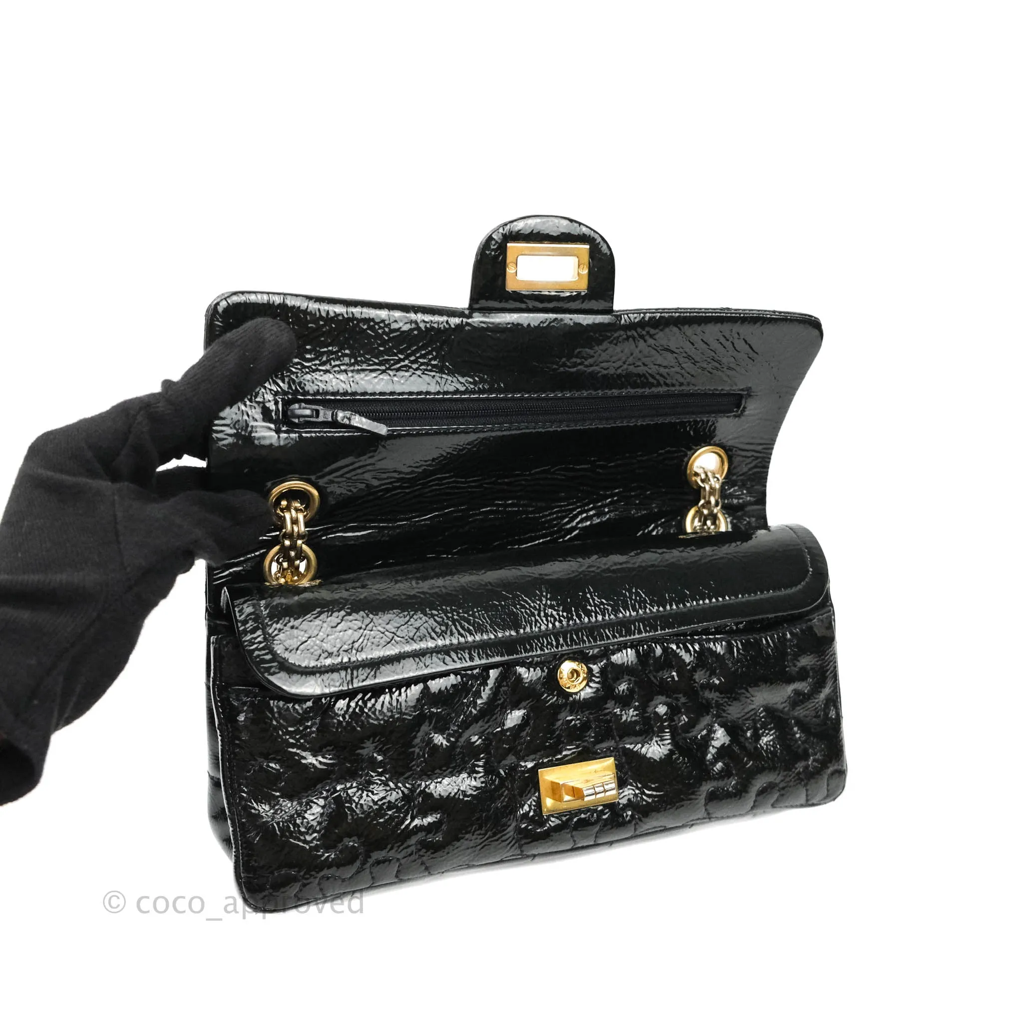 Chanel Puzzle 2.55 Reissue East West Flap Dark Green Patent Gold Hardware