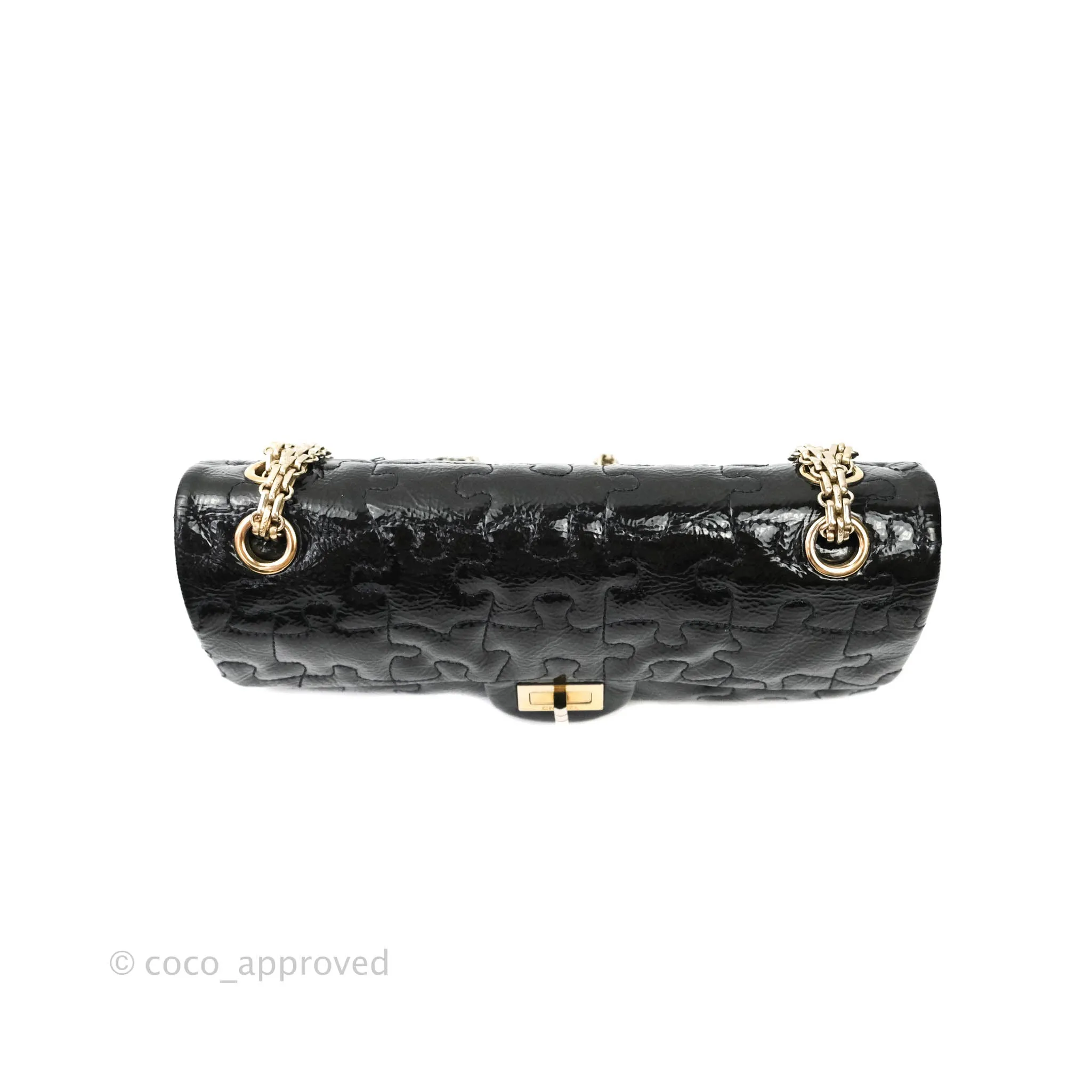 Chanel Puzzle 2.55 Reissue East West Flap Dark Green Patent Gold Hardware